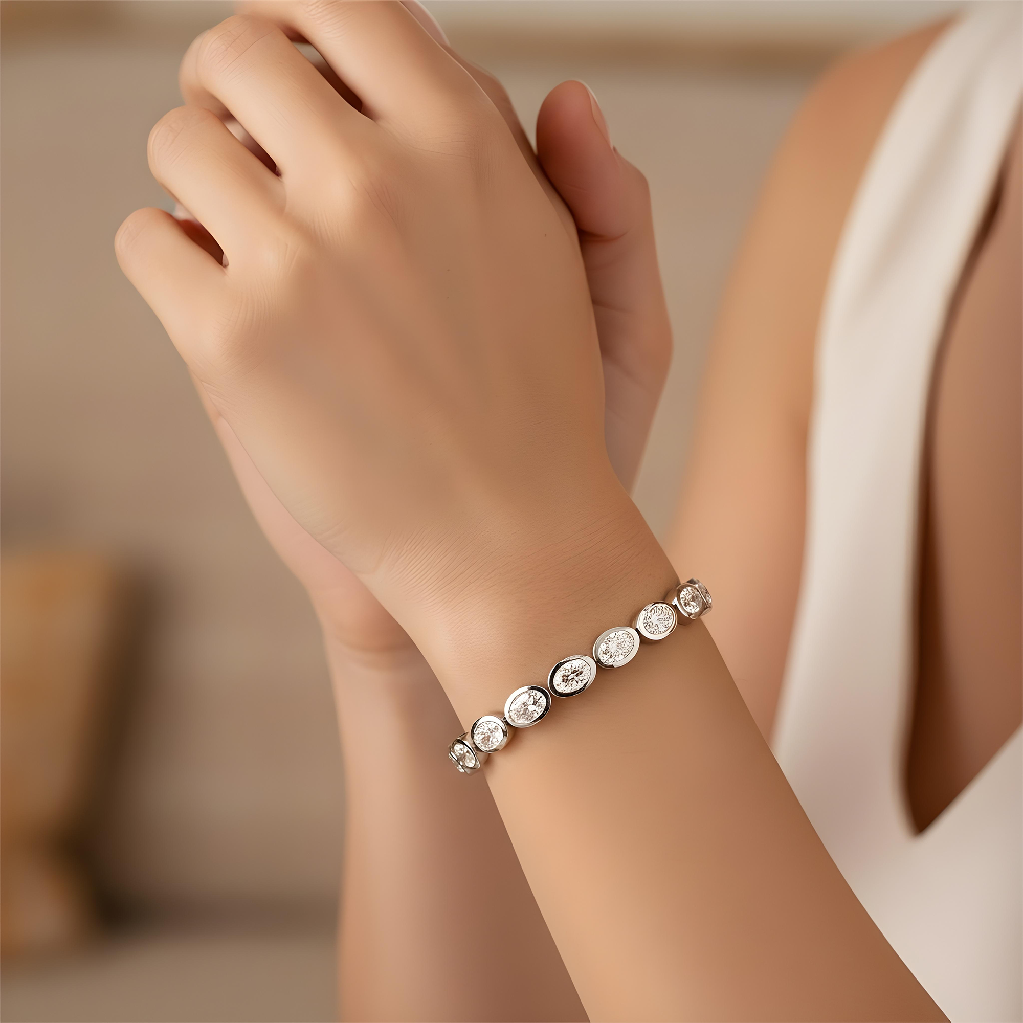 14K Yellow Gold Bezel Set Oval Cut Diamond Tennis bracelet 11.40ct