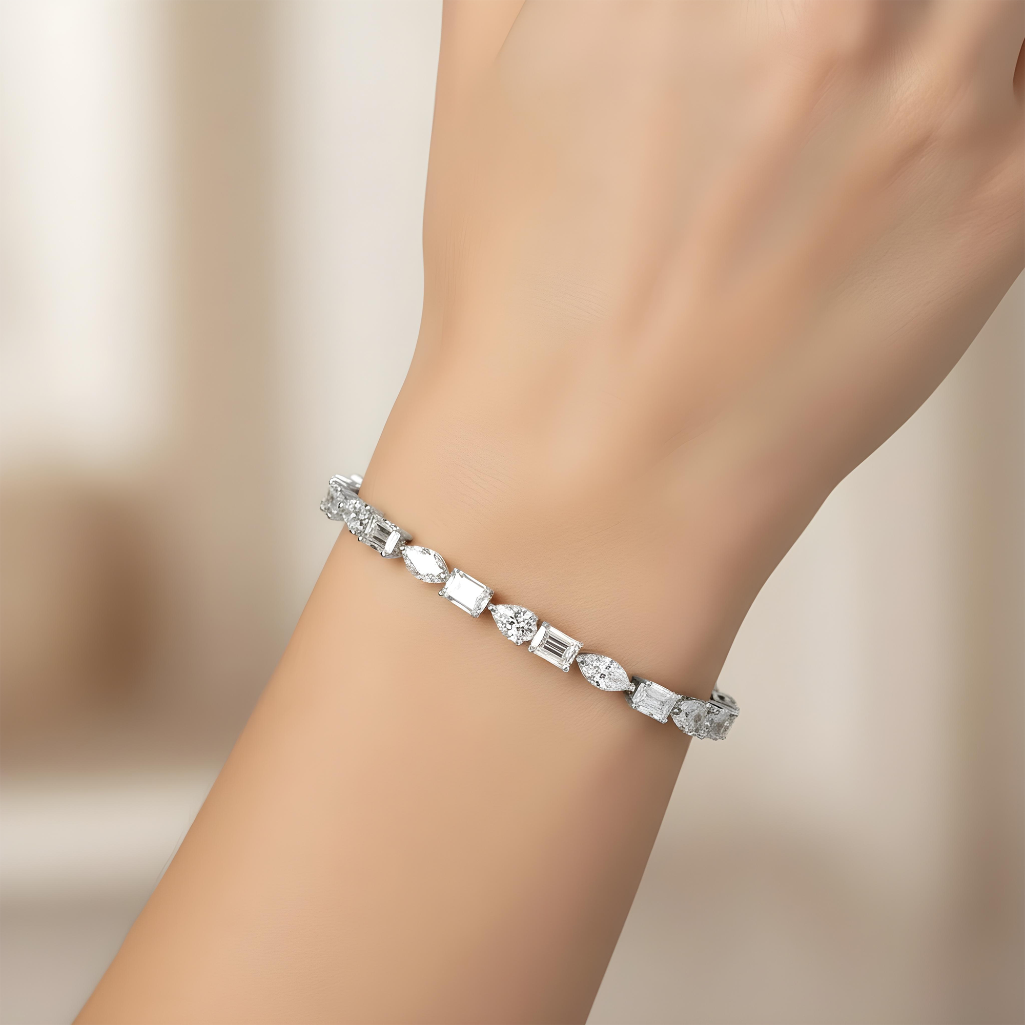 14K Yellow Gold Multi Cut Diamond Bracelet 8.96ct