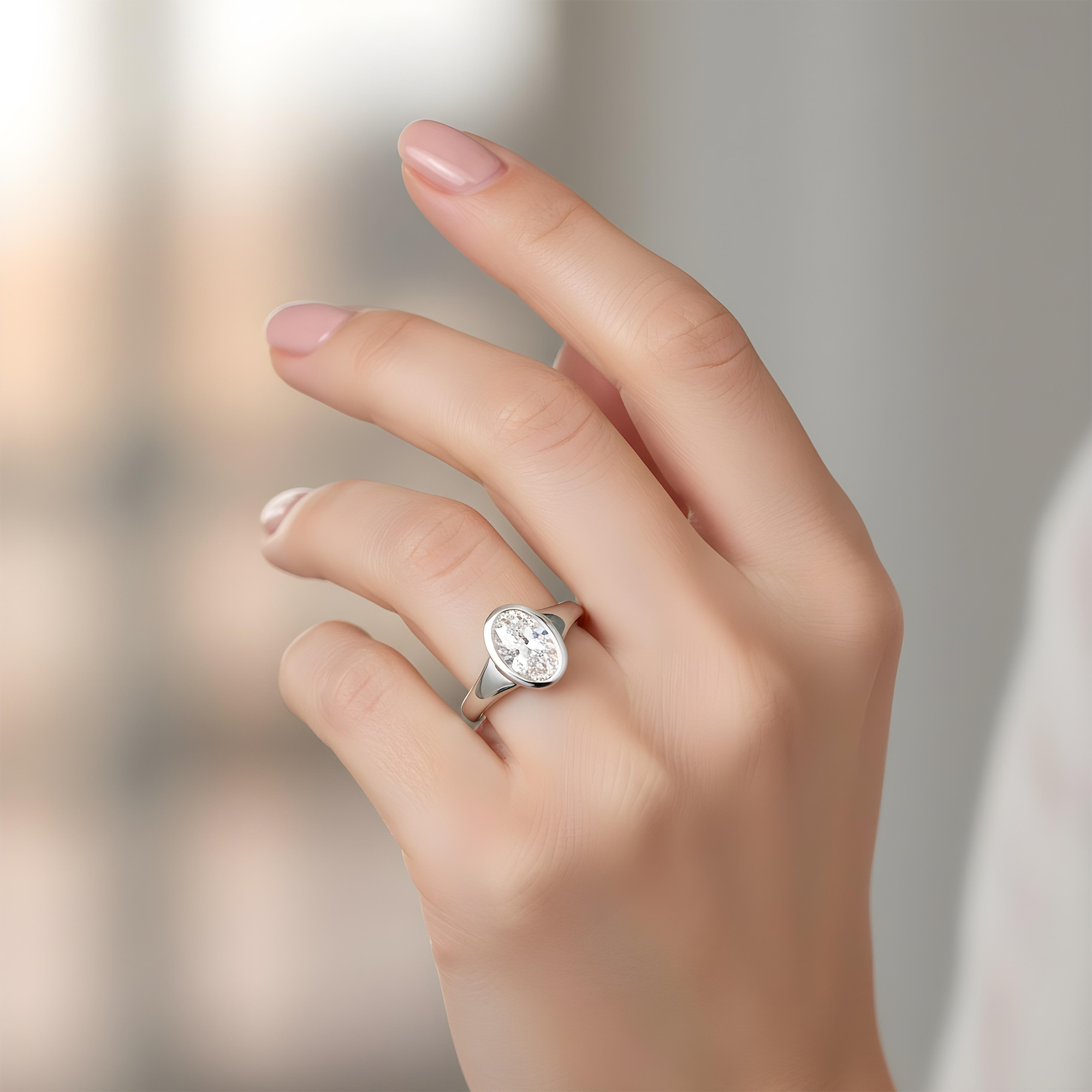 14K Yellow Gold Bezel Set Oval Cut Diamond Ring 2.22ct