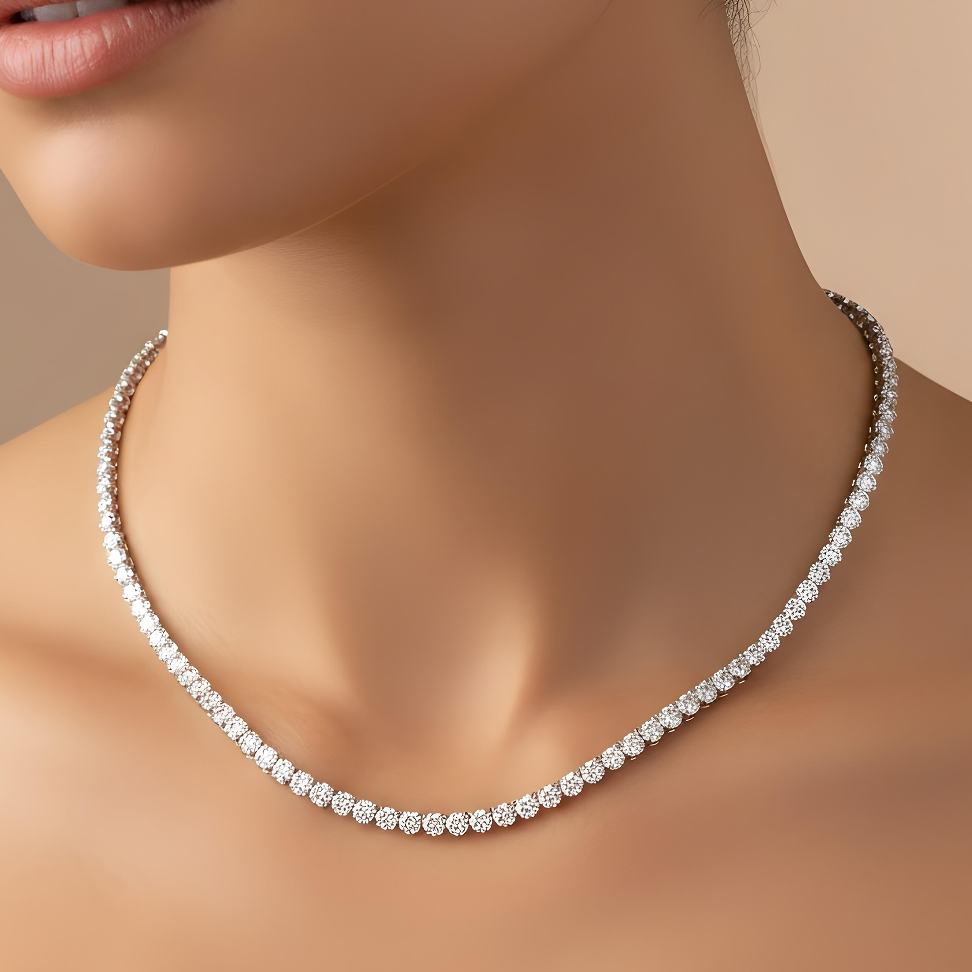 14K Yellow Gold 3-prong Round Diamond Tennis Chain 47.10ct