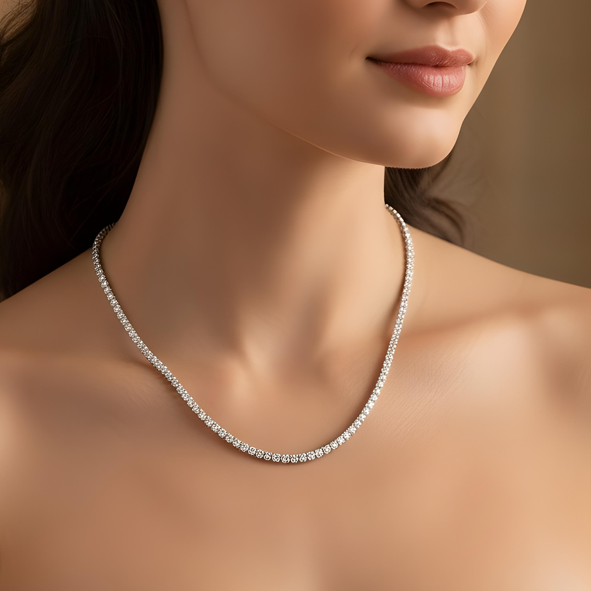 14K Rose Gold Round Diamond Tennis Chain 9.52ct (16"-22")