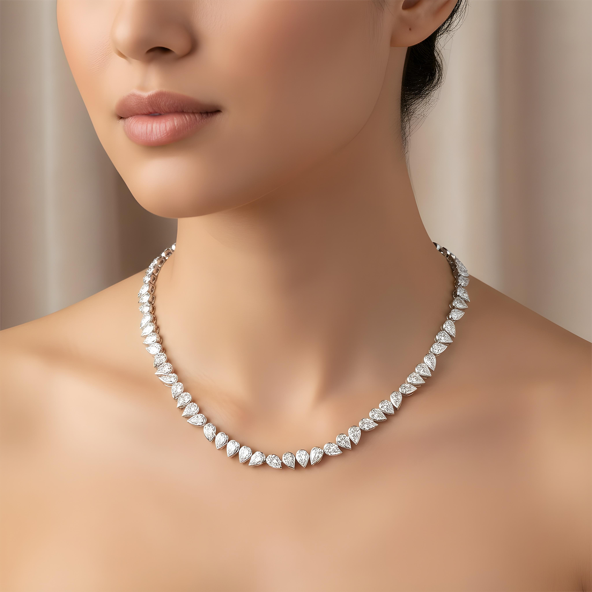 14K Yellow Gold Bezel Set Pear Cut Diamond Necklace 11.66ct