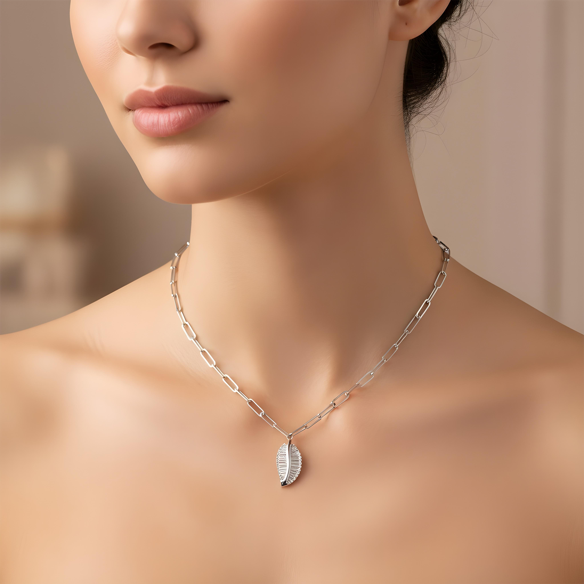 14K Two Tone Baguette Cut Diamond Leaf Pendant & Chain Necklace 0.90ct
