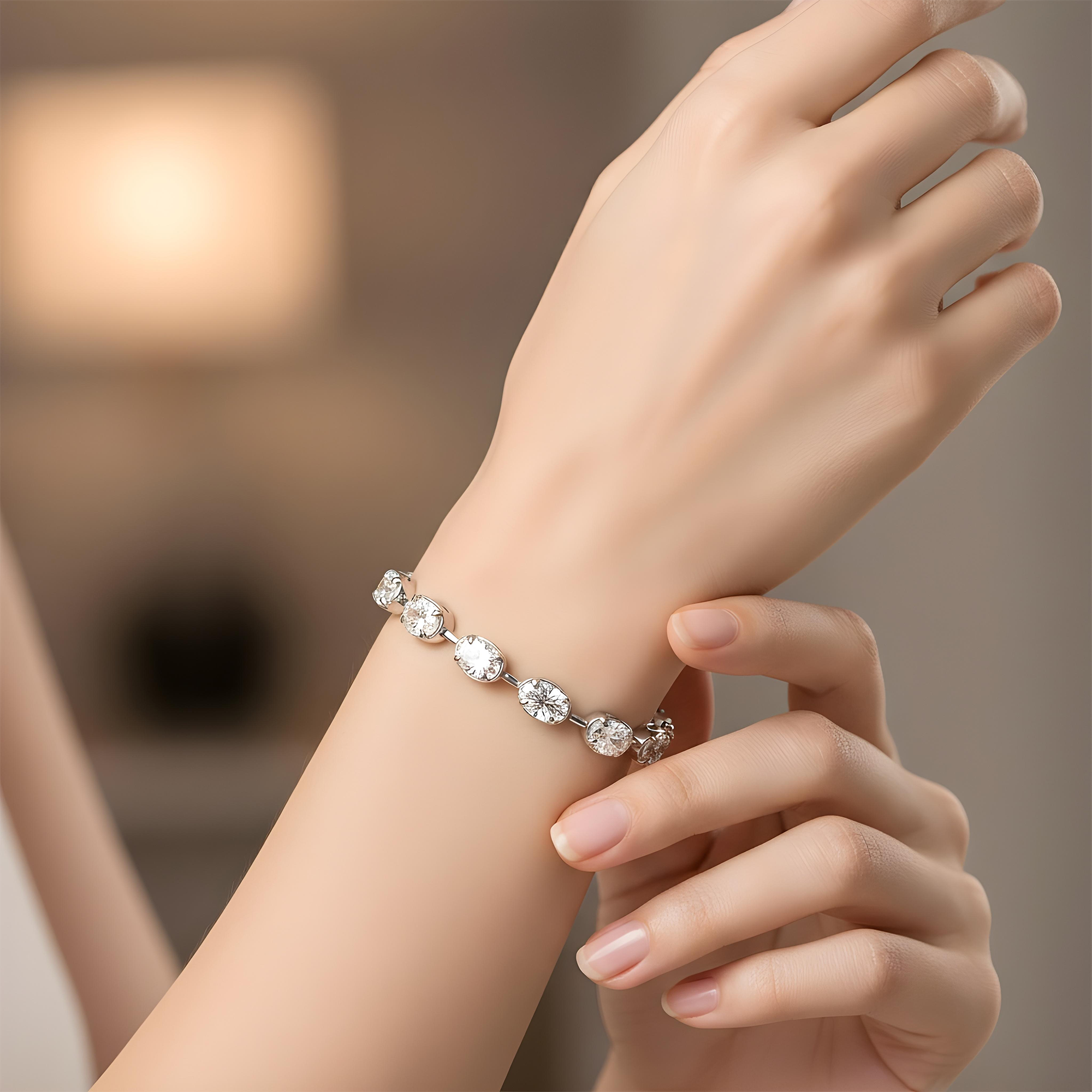14K Yellow Gold Bezel Set Oval Cut Diamond Satellite Bracelet 9.04ct