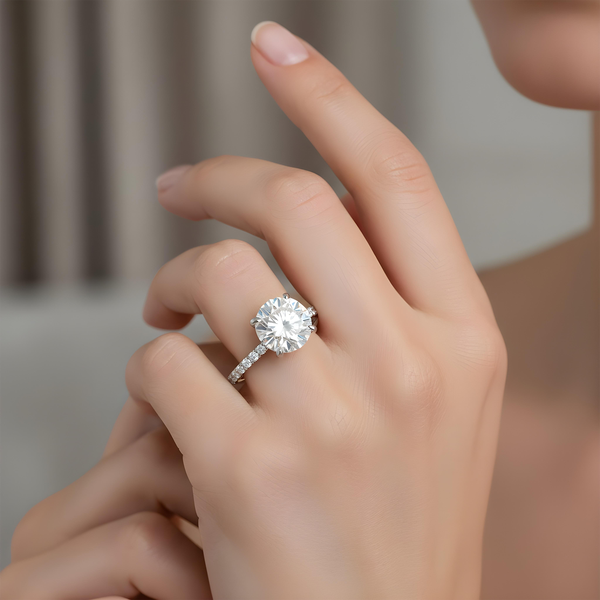 18K Yellow Gold 3.17ct Round Cut Diamond Engagement Ring 3.57ctw