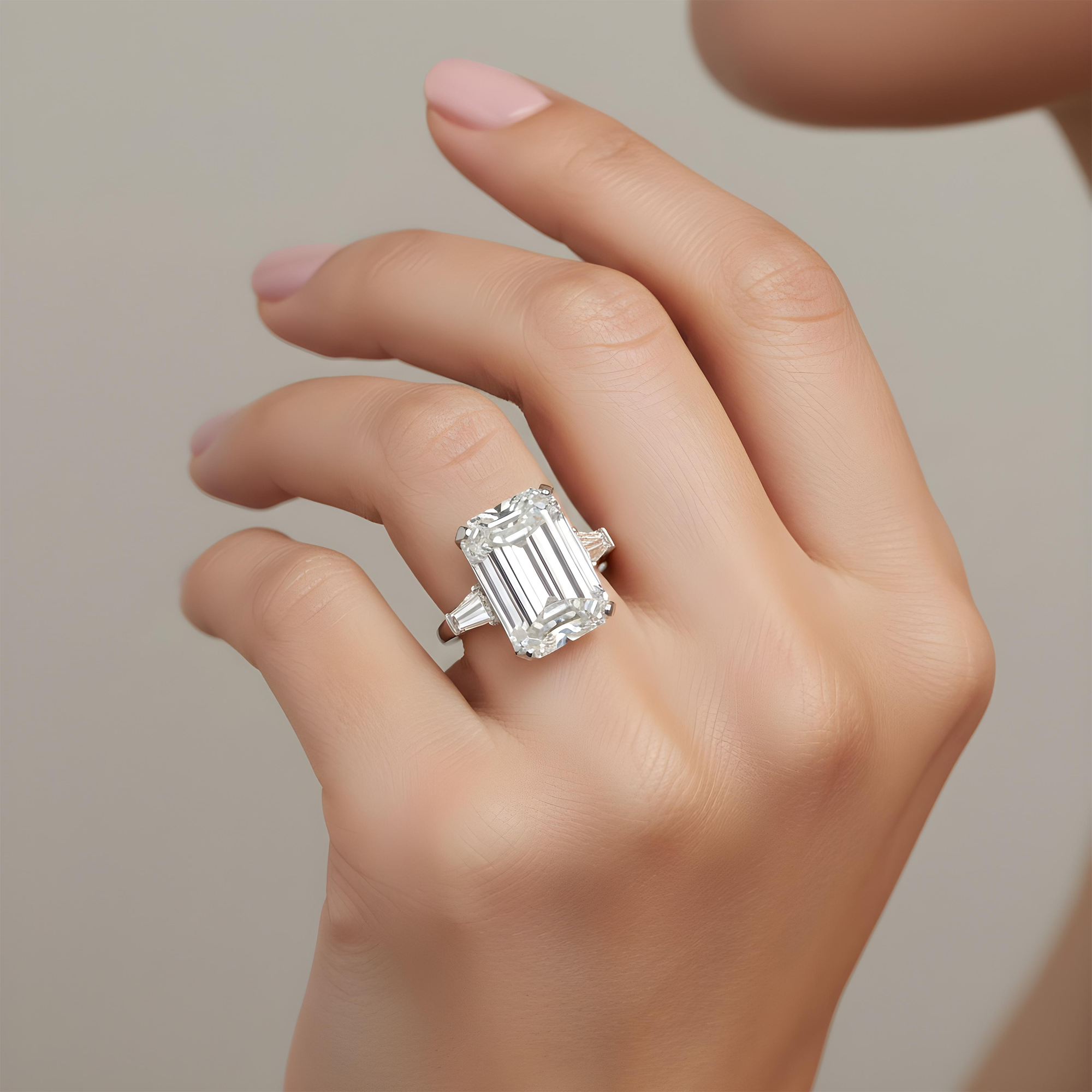 GIA Platinum 18.32ct Emerald Cut Triple Diamond Engagement Ring 19.40ctw