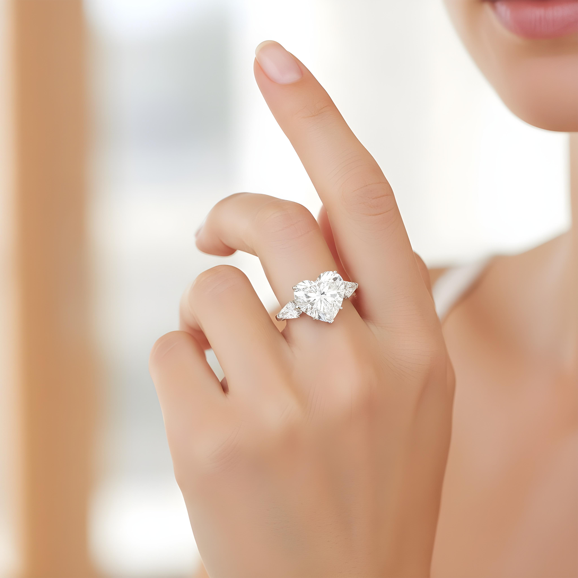 Platinum 11.46ct Heart Cut Diamond Engagement Ring 13.91ctw