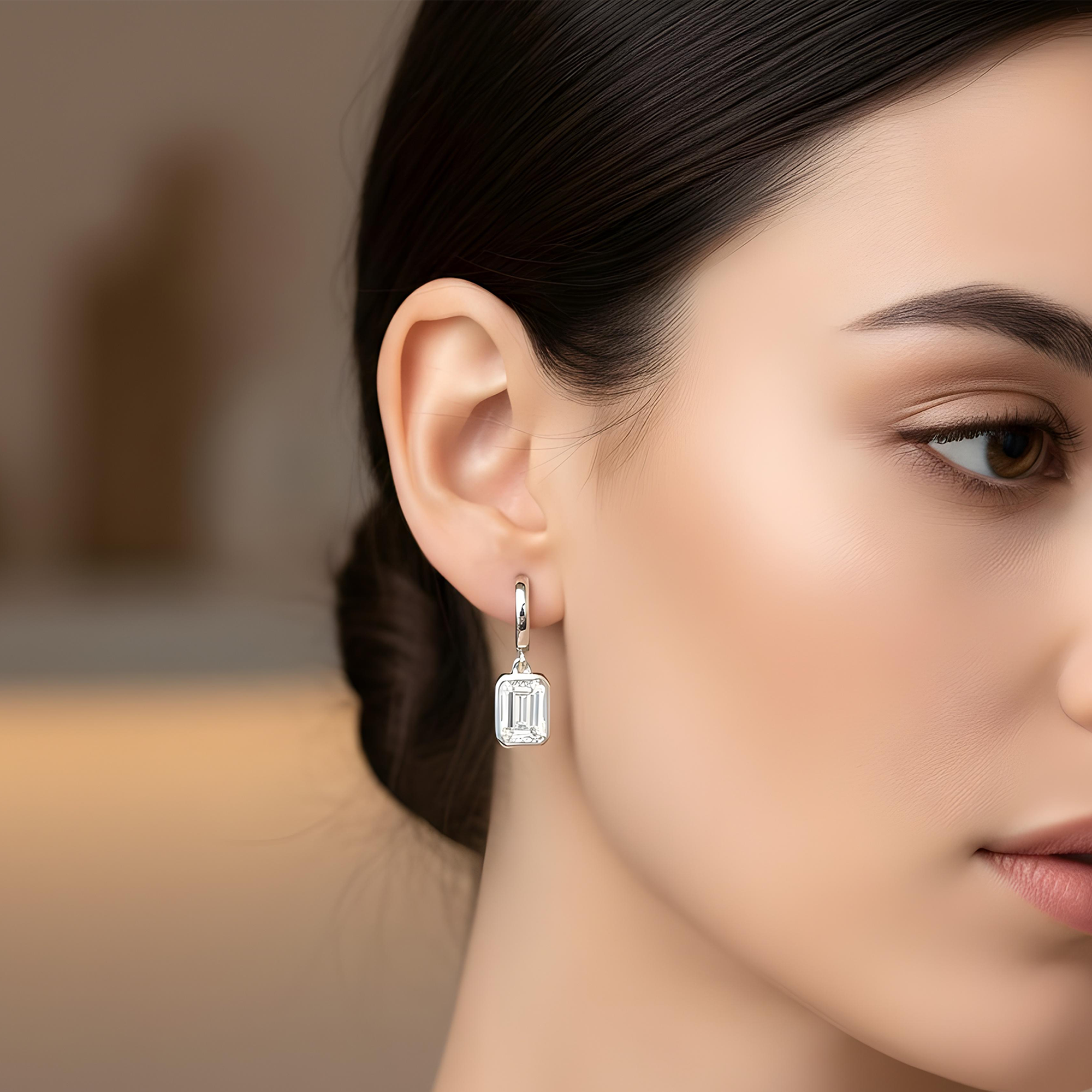 14K Yellow Gold Emerald Cut Diamond Drop Earrings 2.48ctw