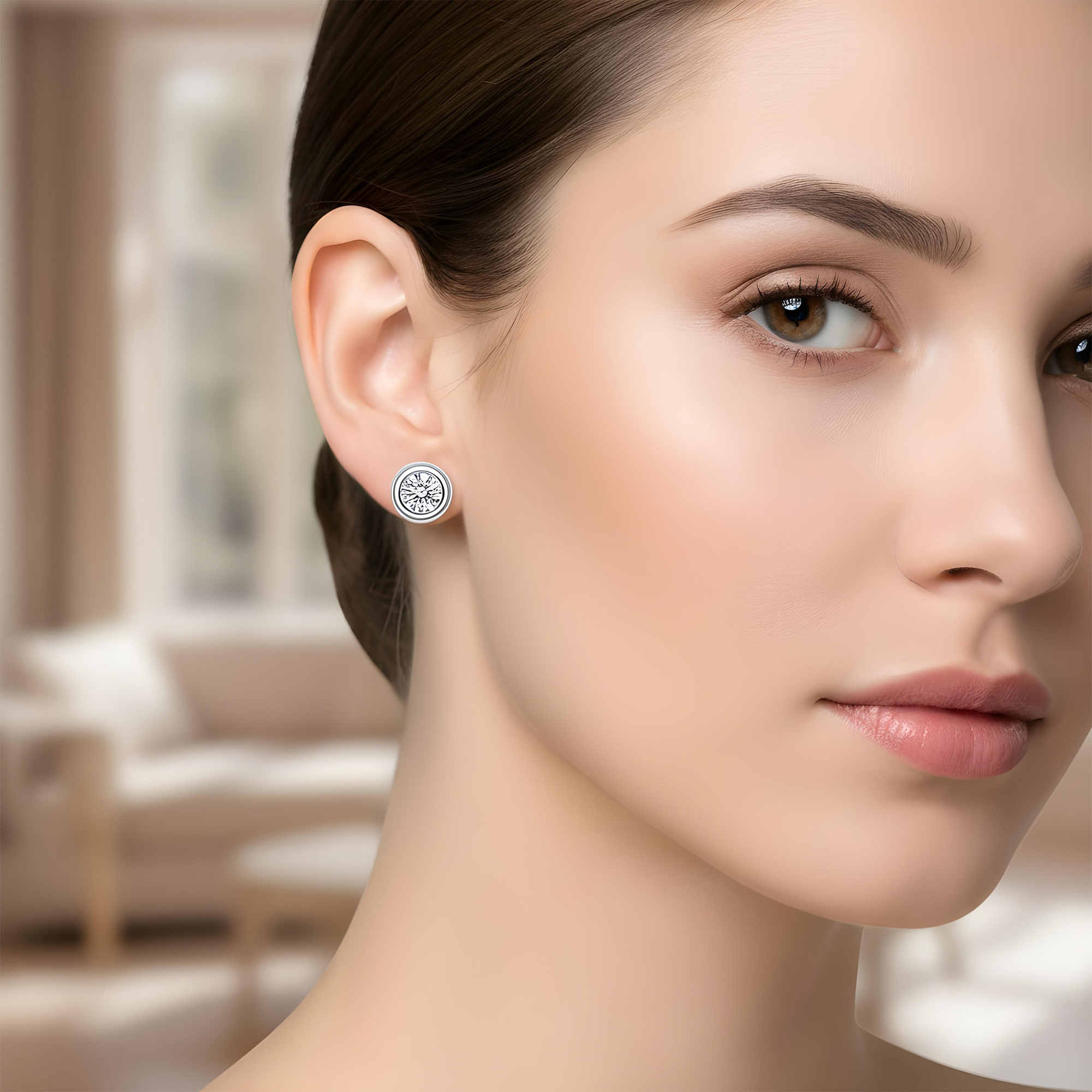 14K Yellow Gold Bezel Set Solitaire Round Diamond Stud Earrings 2.05ctw