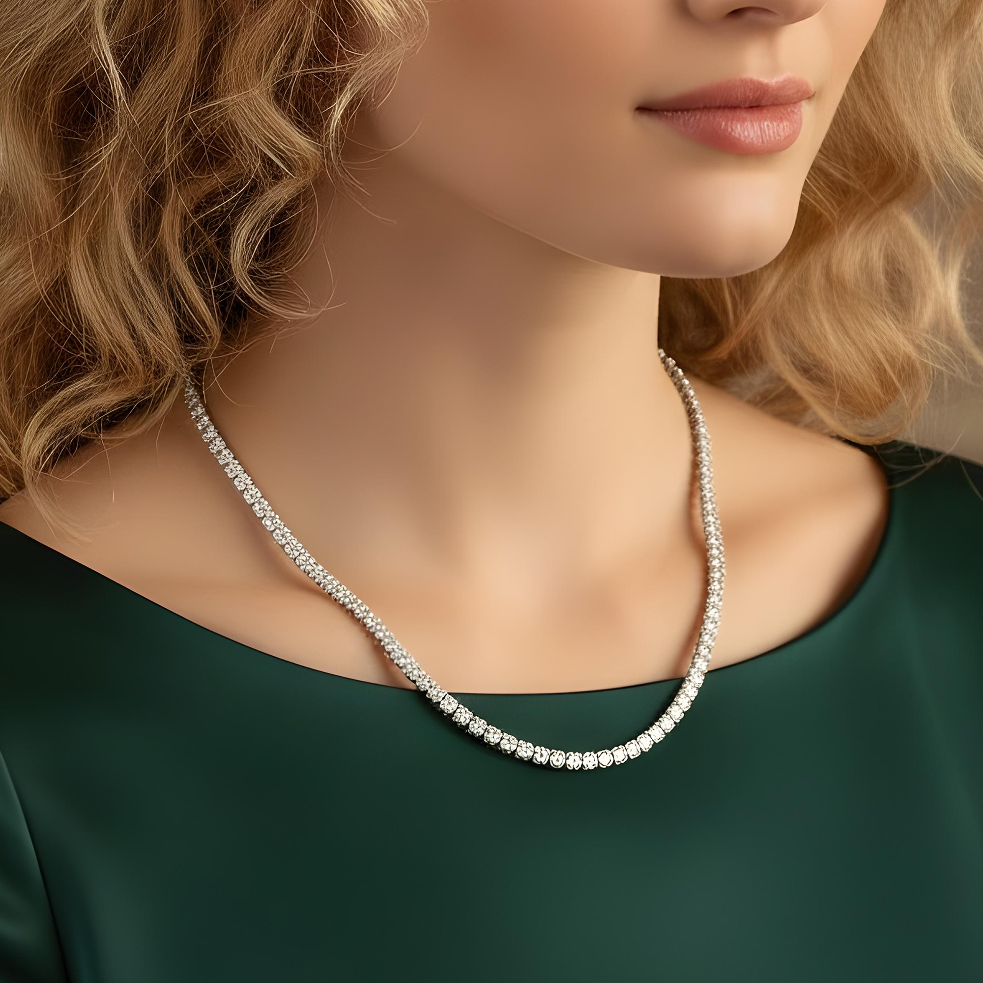 14K Yellow Gold Round Diamond Tennis Chain 18.83ct (16"-24")