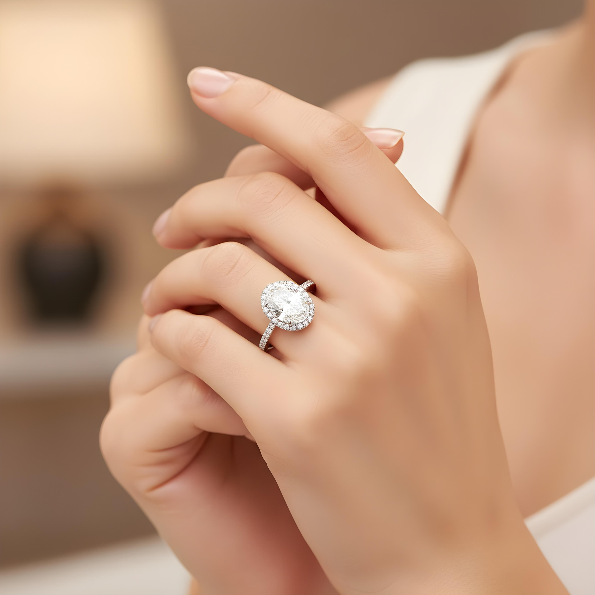 GIA 3.02ct Oval Cut Diamond Engagement ring 3.77ctw
