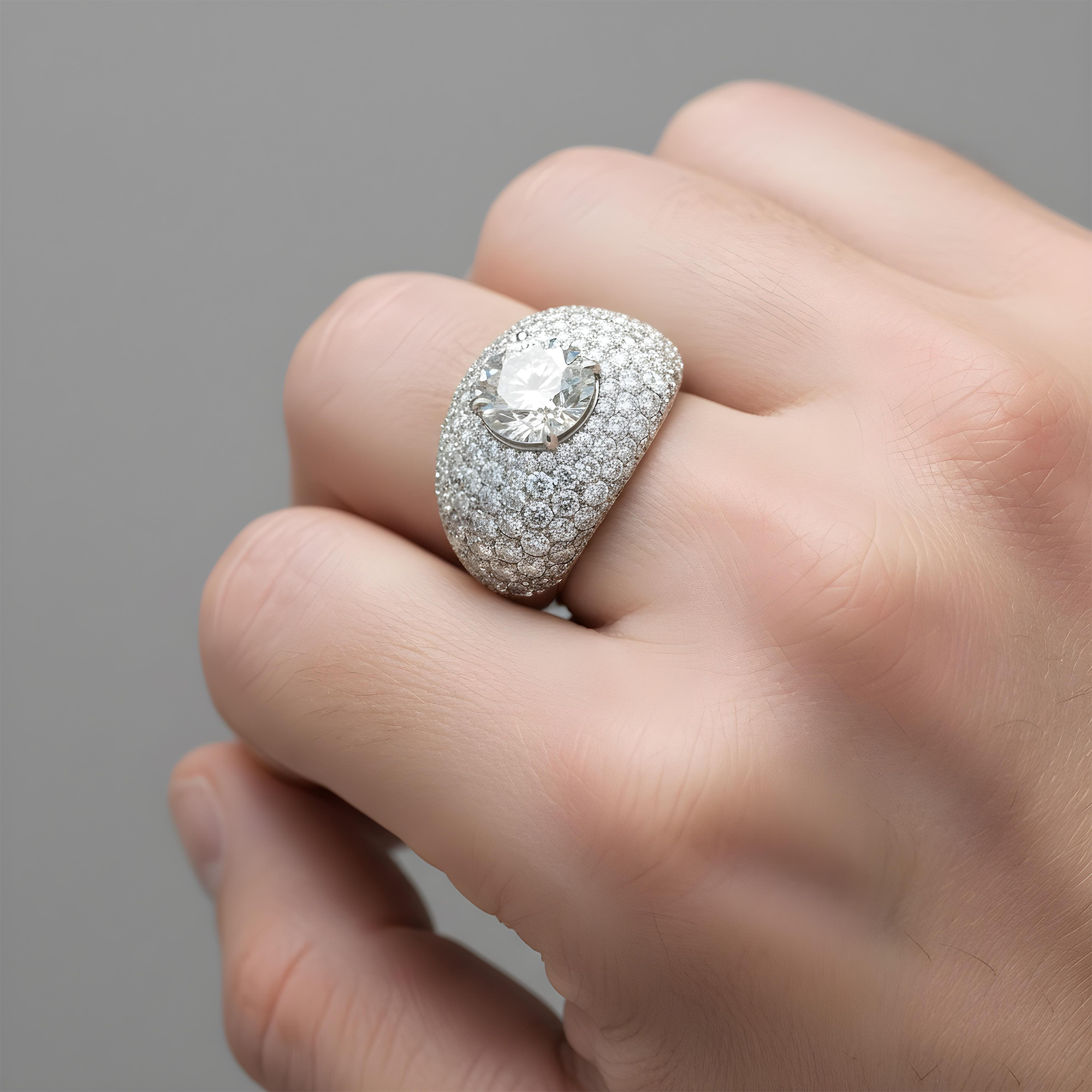 GIA 18K Yellow Gold Round Diamond Chandelier Ring 15.72ctw