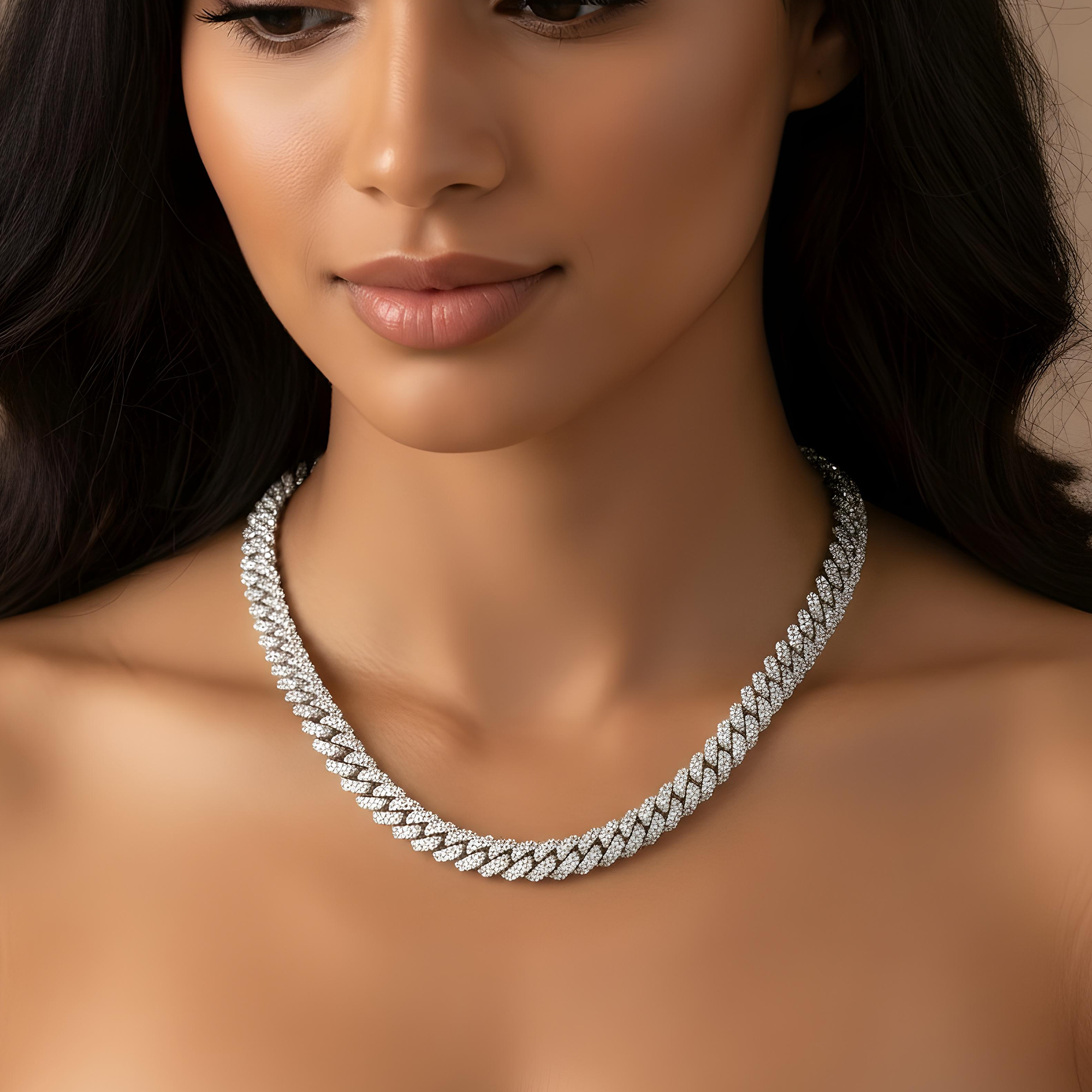 14K Rose Gold 10mm Round Diamond Cuban Link Chain 20.0ct