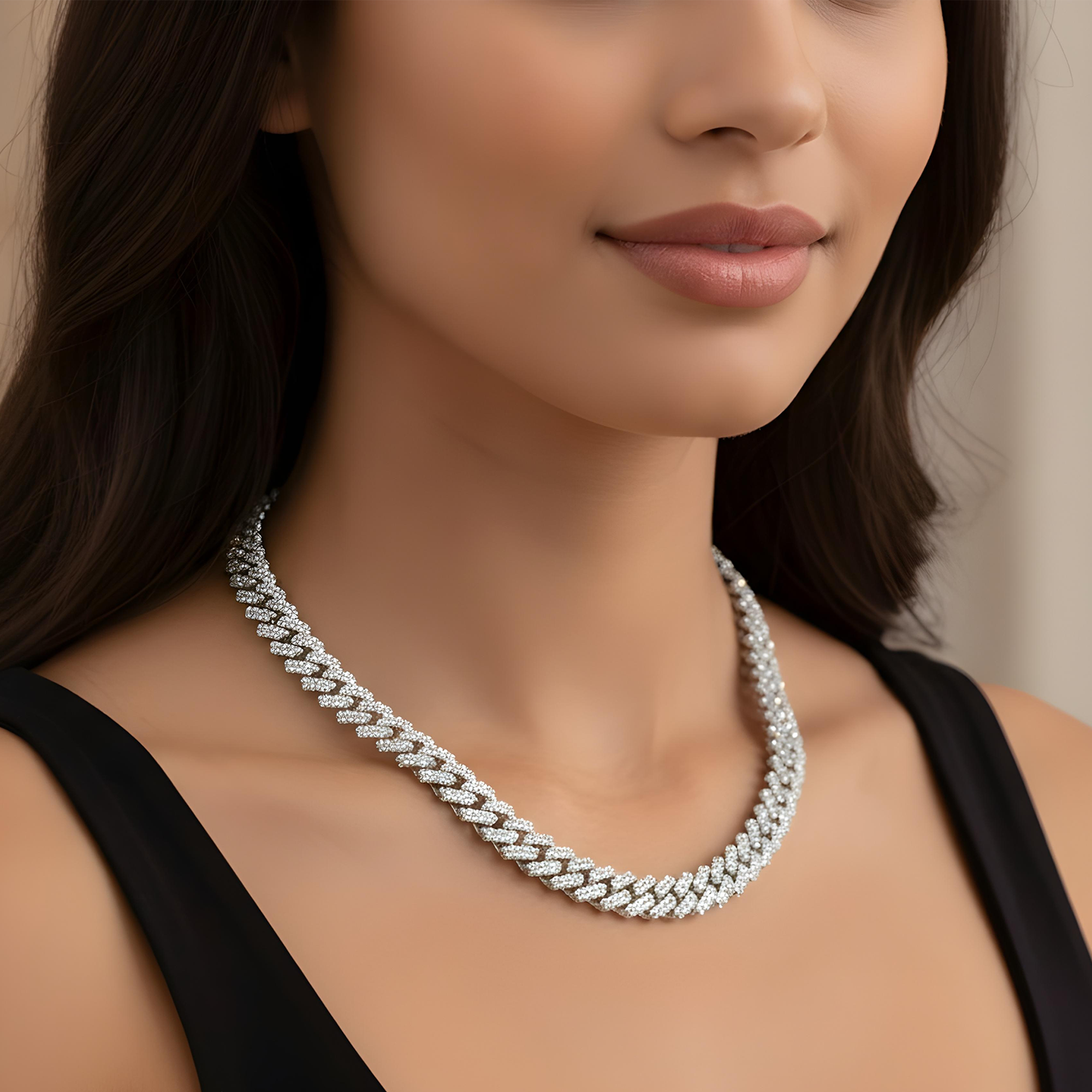 14K Two Tone 11mm Round Diamond Cuban Link Chain 22.0ct