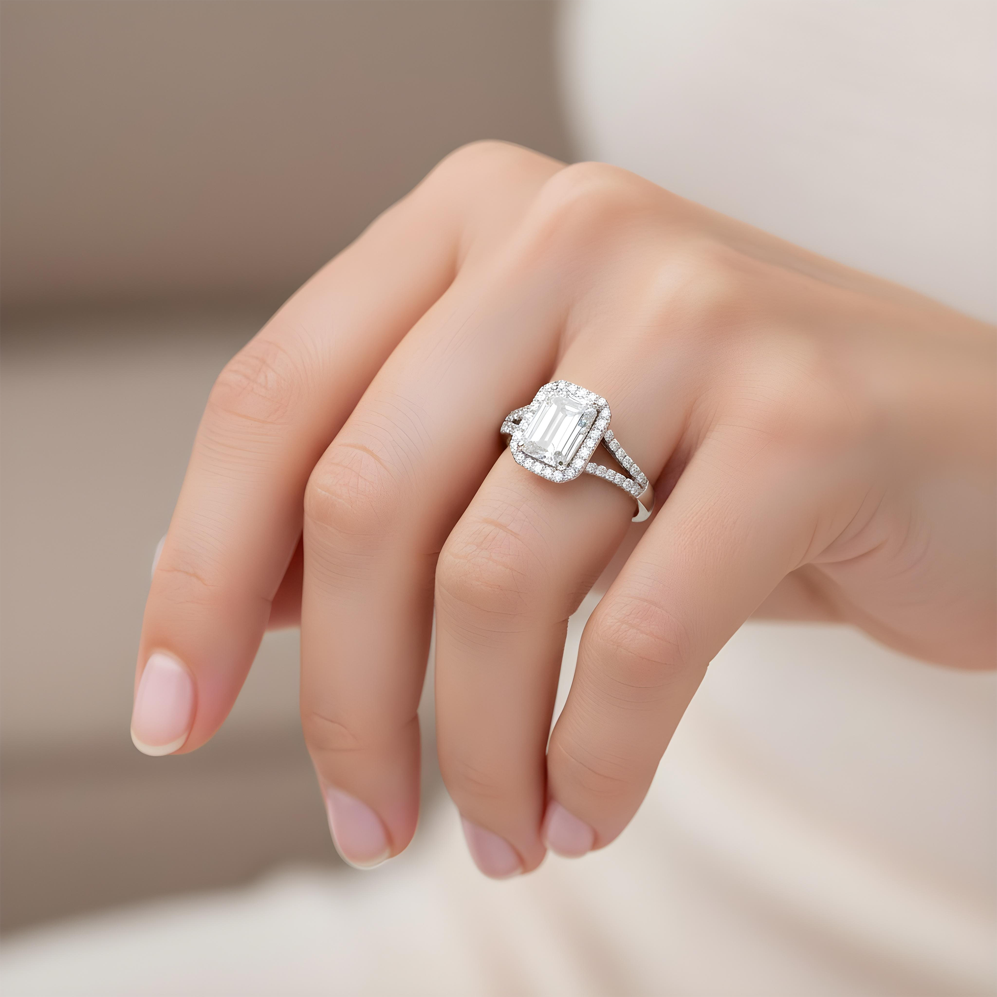 14K Rose Gold 3.5ct Emerald Cut Diamond Engagement Ring 4.07ctw