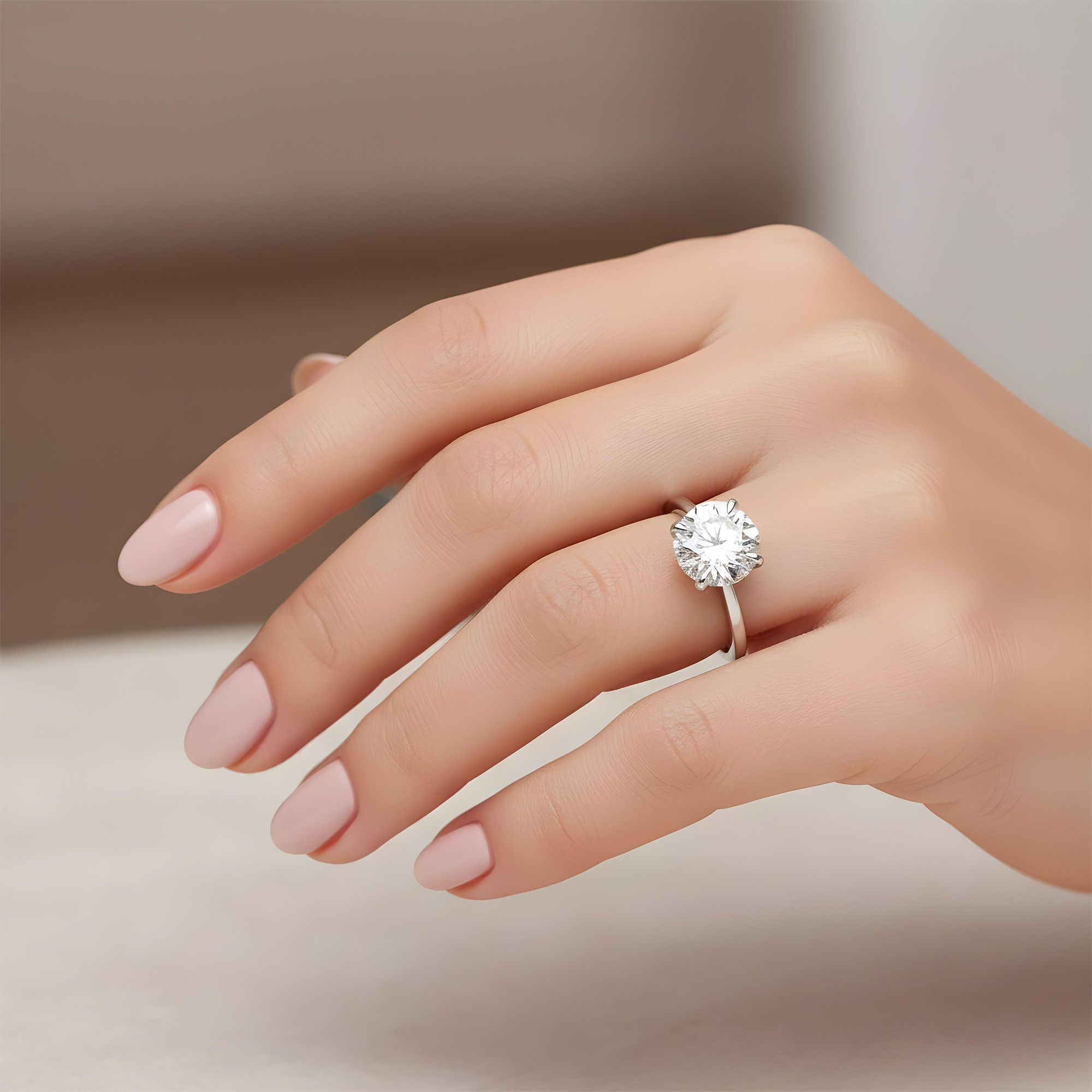 18K Yellow Gold 3.0ct Round Diamond Engagement Ring 3.08ct