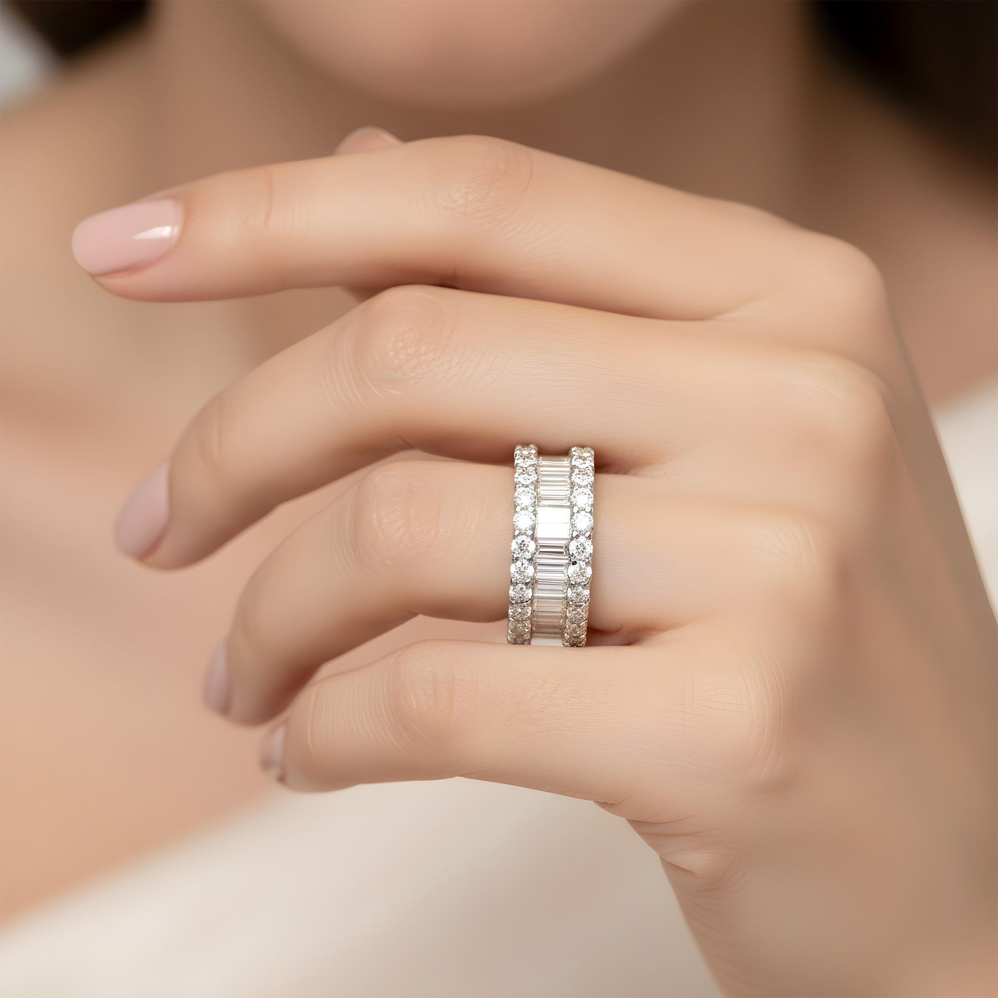 14K Rose Gold Round & Baguette Diamond Eternity Ring 6.34ct (size 6-9)