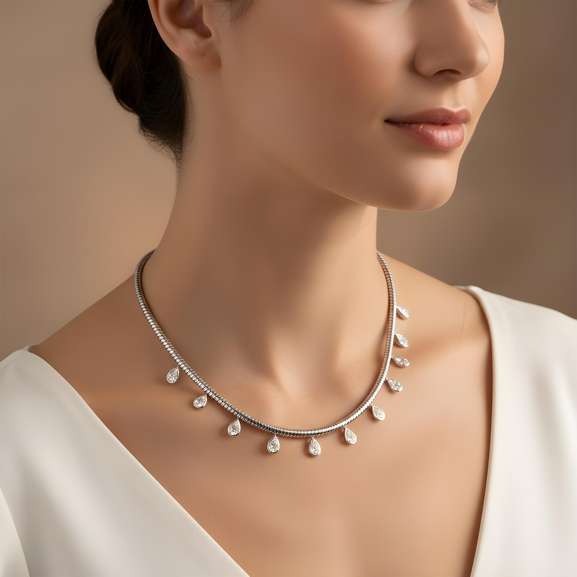 14K Yellow Gold Pear Cut Diamond Drop Necklace 5.35ct