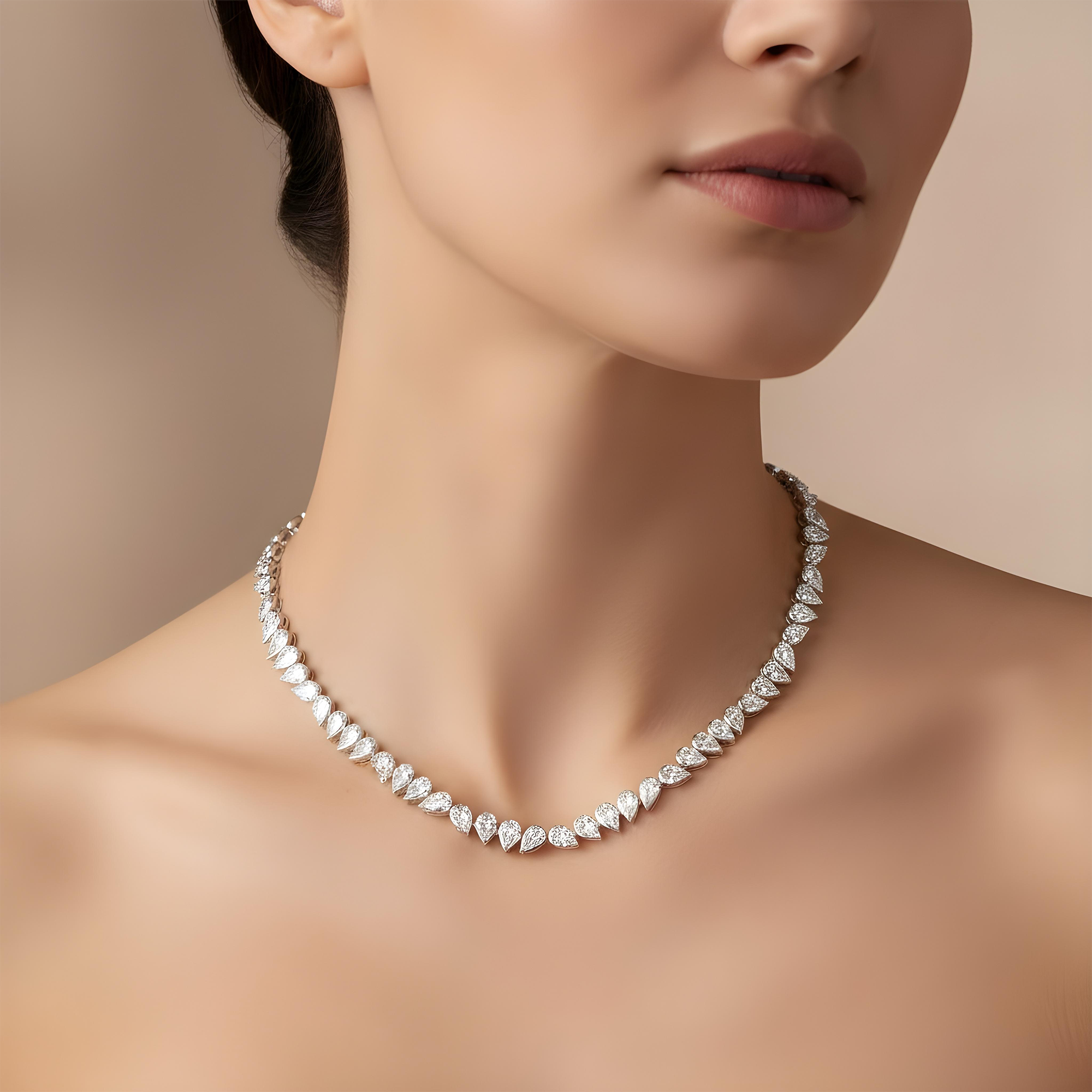 14K Yellow Gold Bezel Set Pear Cut Diamond Necklace 11.66ct