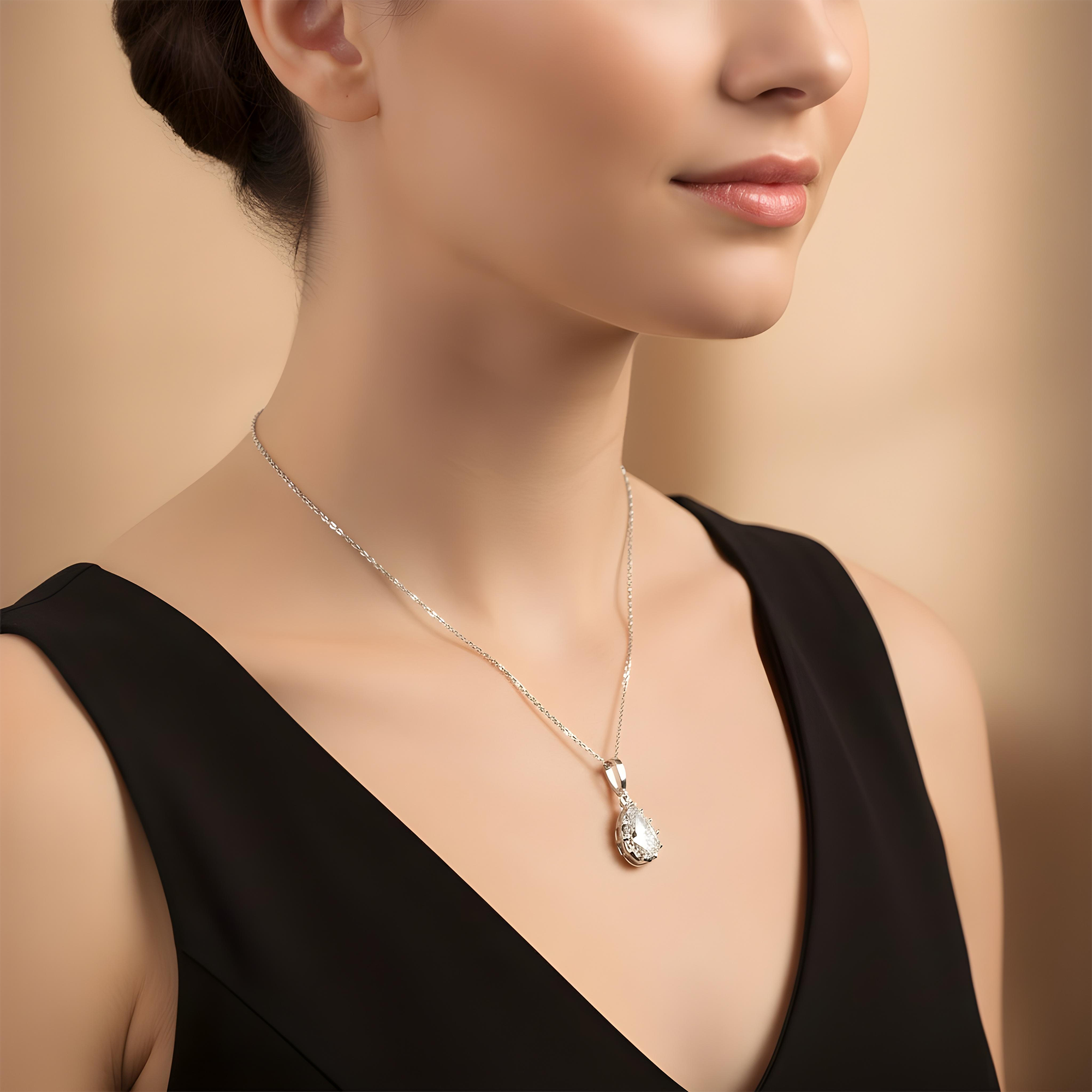 14K Yellow Gold Pear Cut Diamond Pendant & Chain Necklace 1.59ct