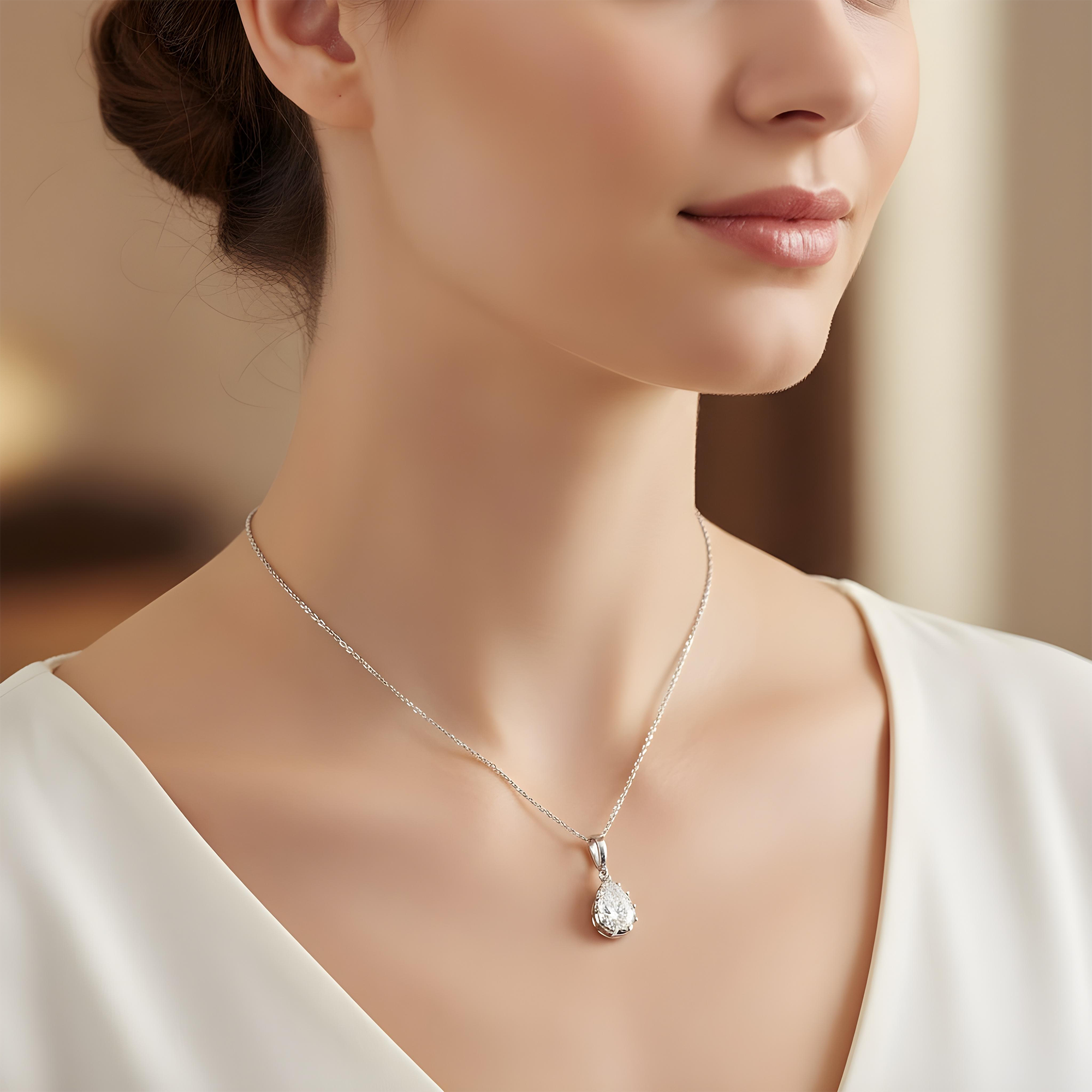 14K Yellow Gold Pear Cut Diamond Pendant & Chain Necklace 2.02ct