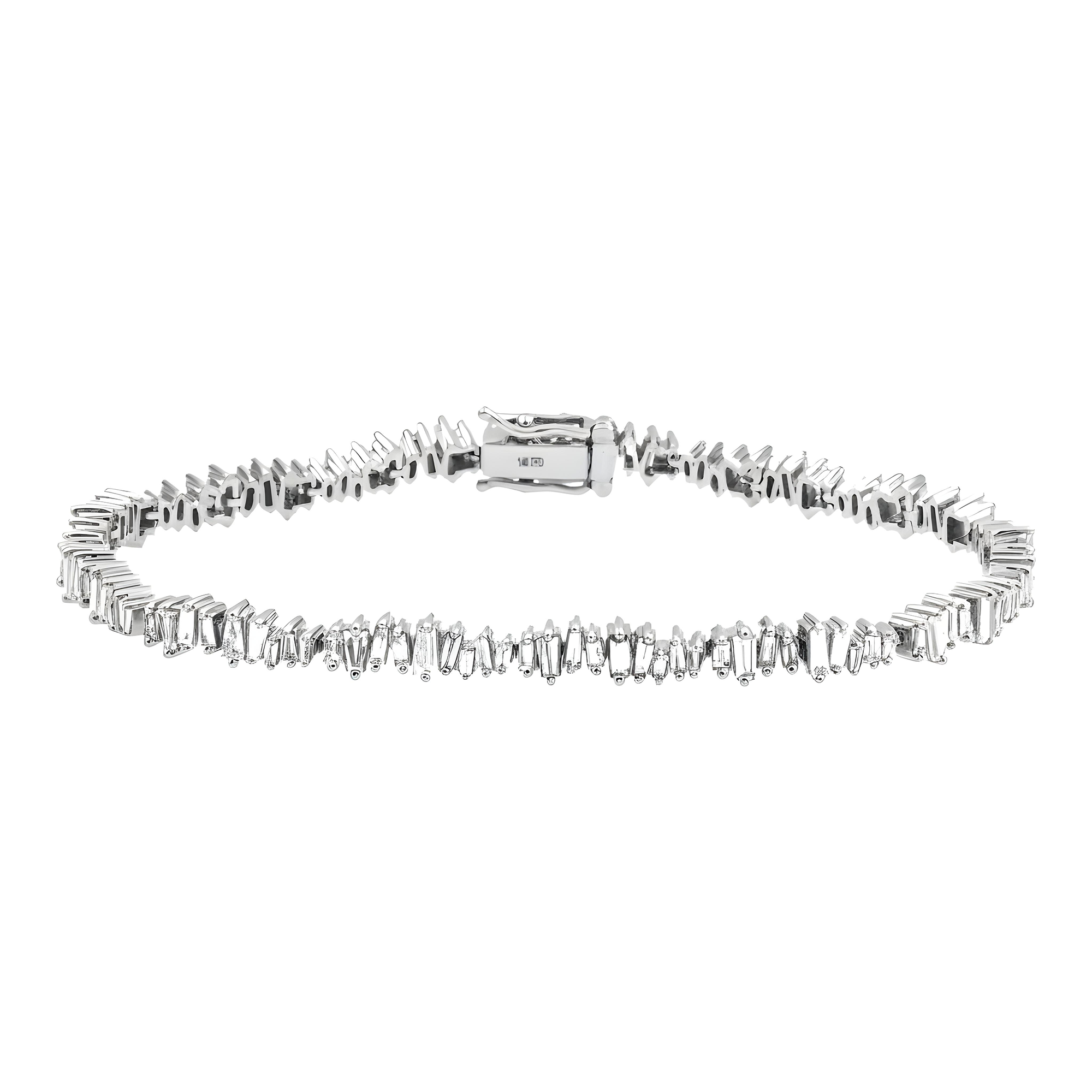 14K Yellow Gold Baguette Cut Diamond Tennis Bracelet 3.17ct