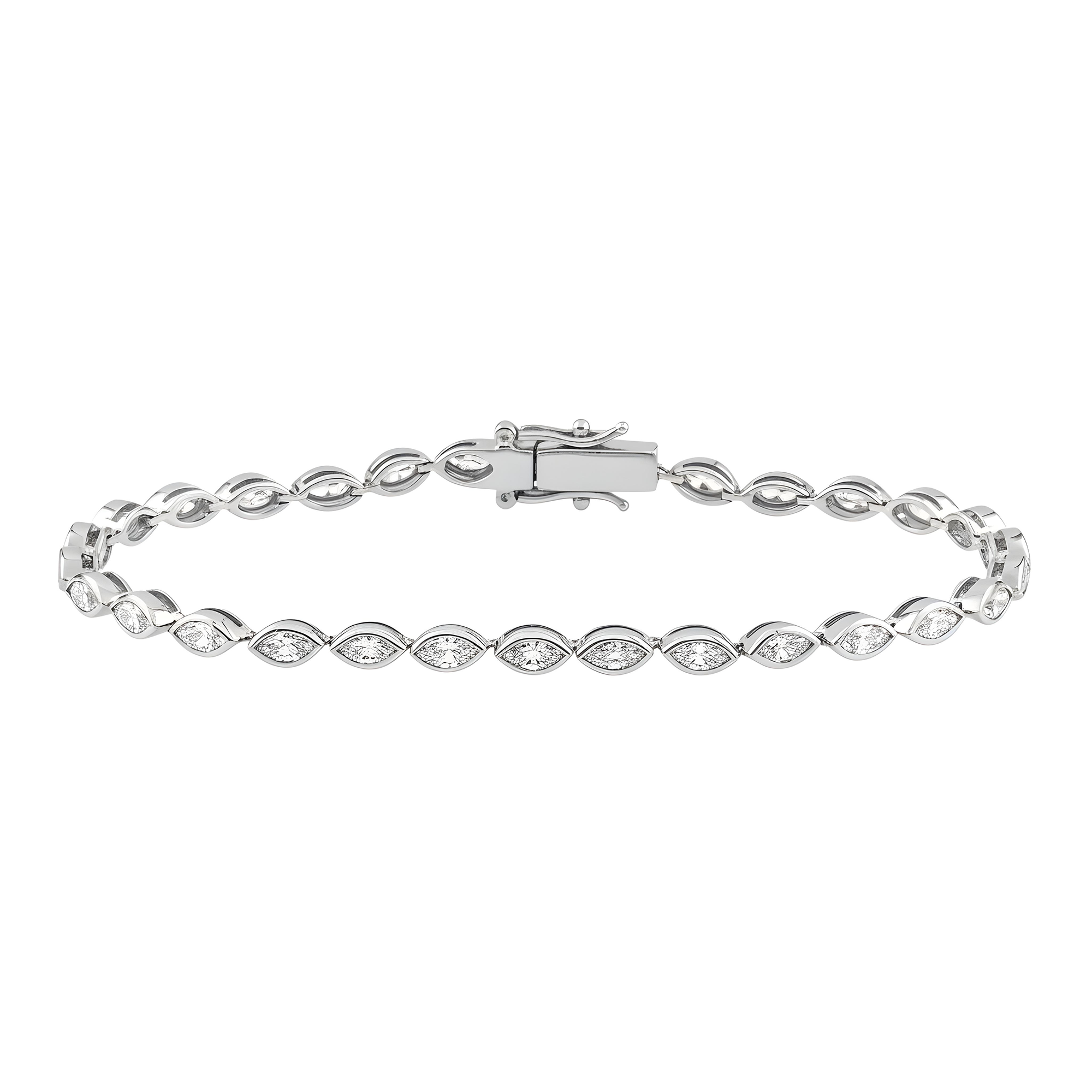 14K Yellow Gold Bezel Set Marquise Cut Diamond Tennis Bracelet 4.30ct
