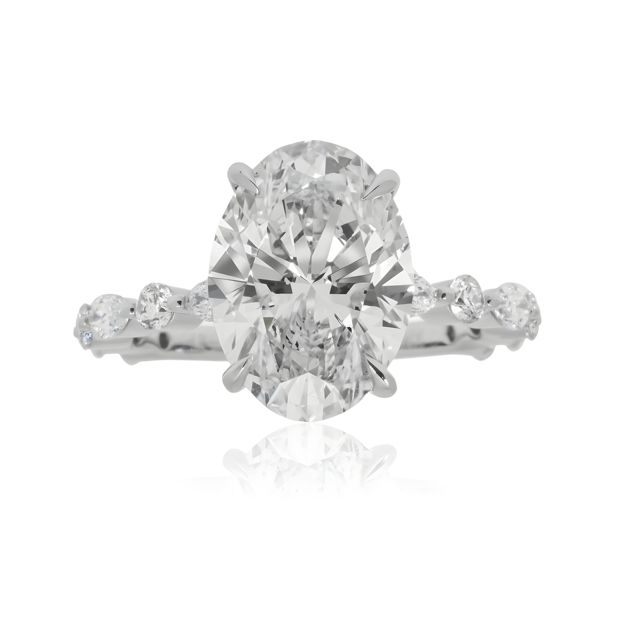 18K Yellow Gold 4ct Oval Cut Diamond Engagement Ring 4.80ctw