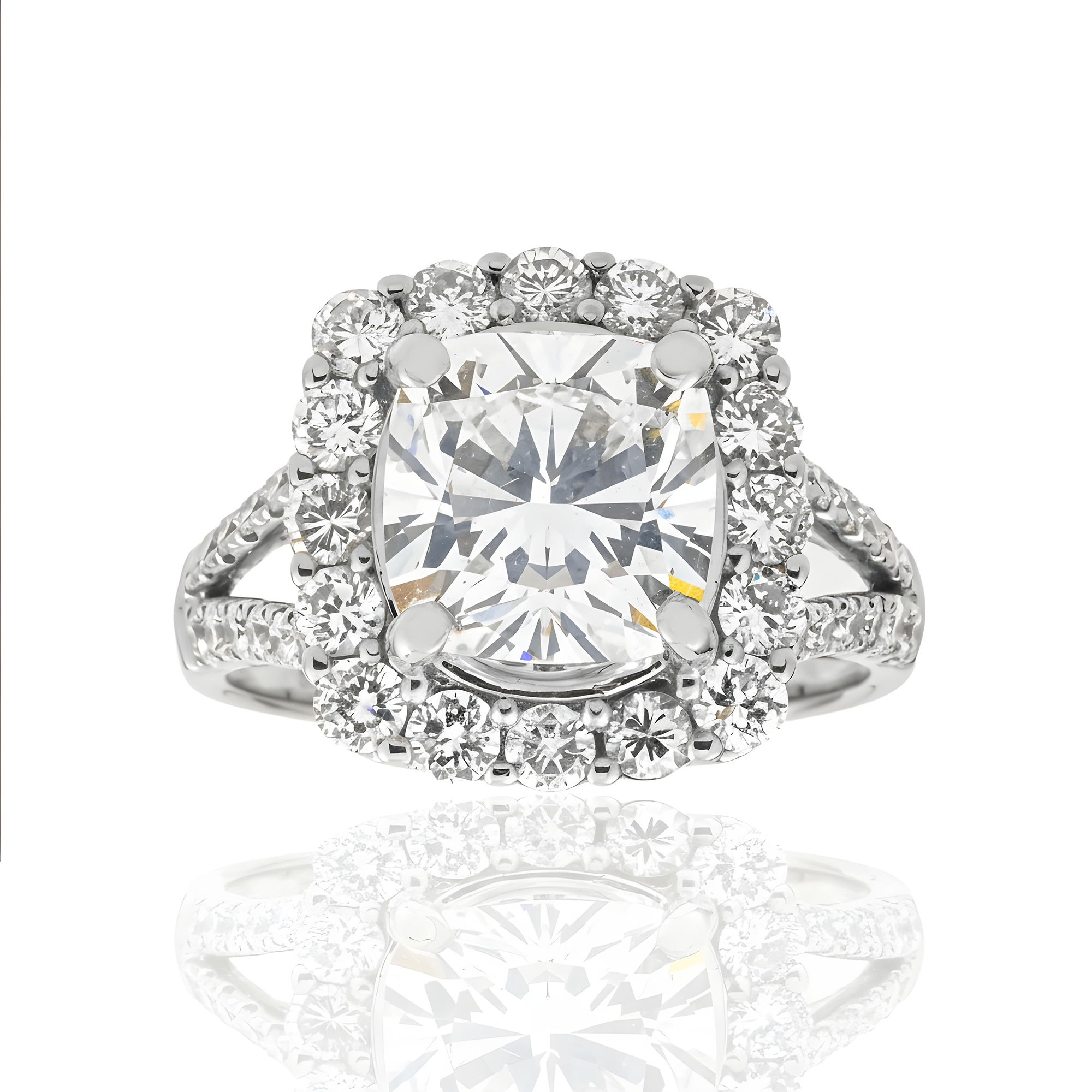 14K Rose Gold 3.03ct Cushion Diamond Engagement Ring 3.21ctw