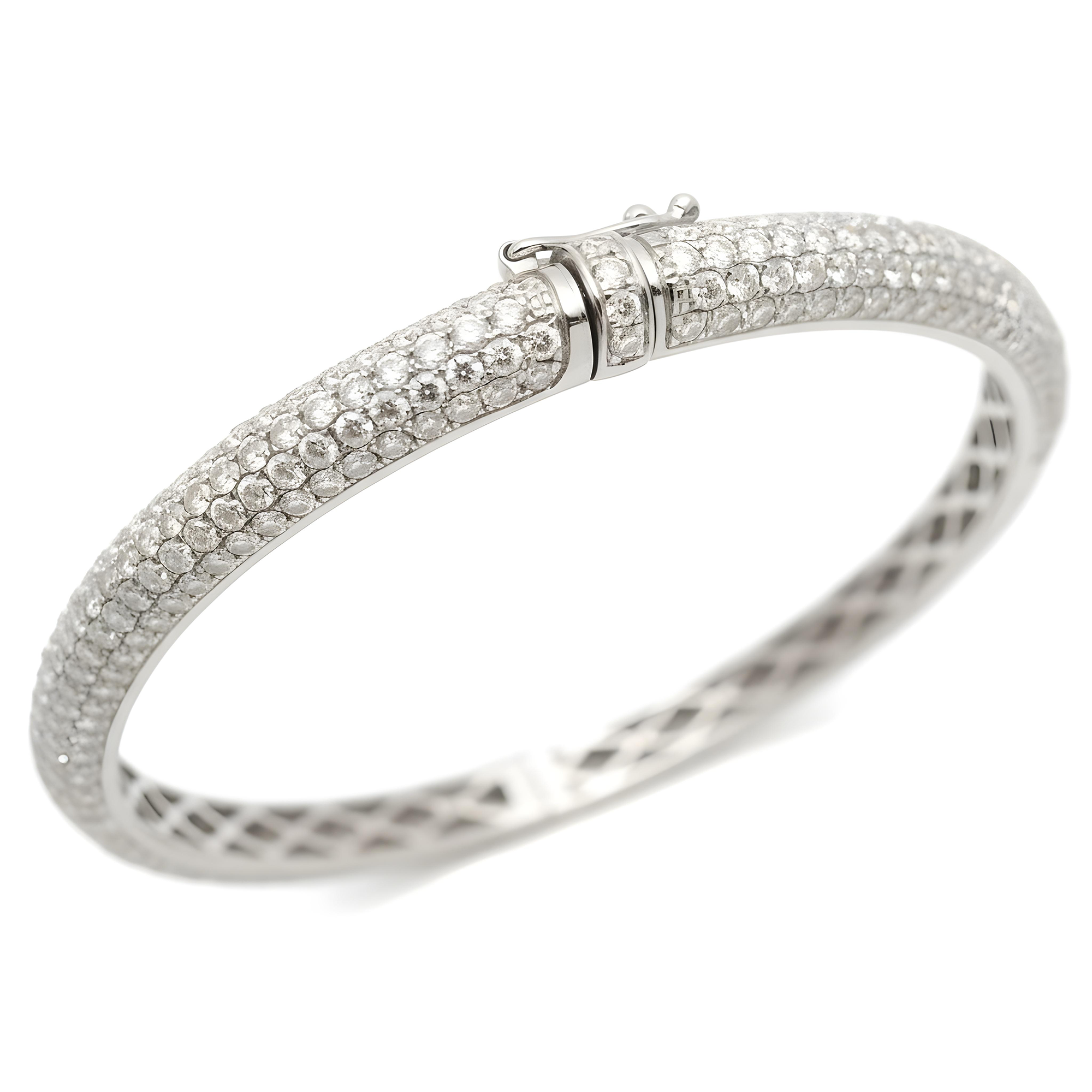 14K Gold Full Pave Diamond Bangles 8.0ct