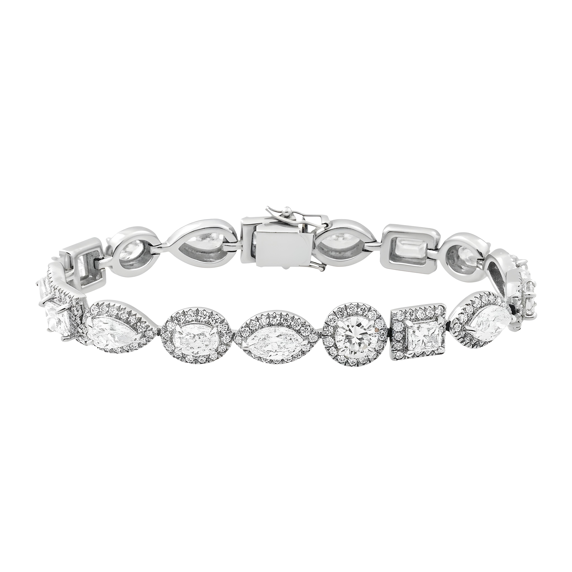 18K Yellow Gold Multi Cut Diamond Satellite Bracelet 23.63ct