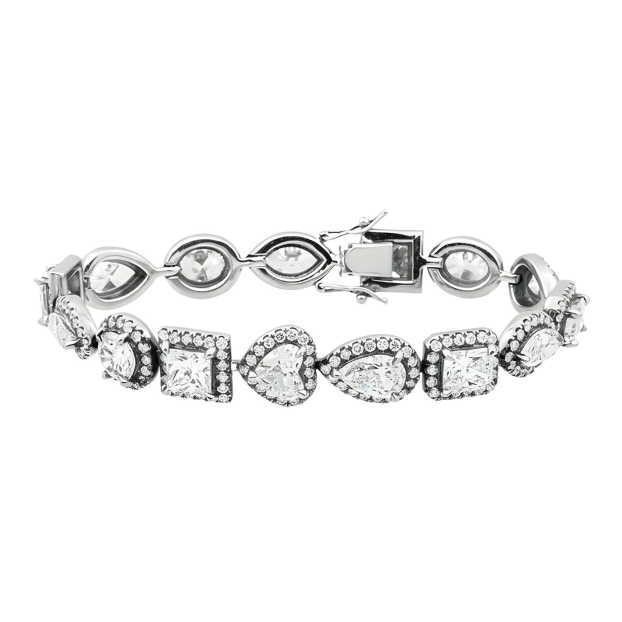 18K Yellow Gold Multi Cut Diamond Satellite Bracelet 28.0ct