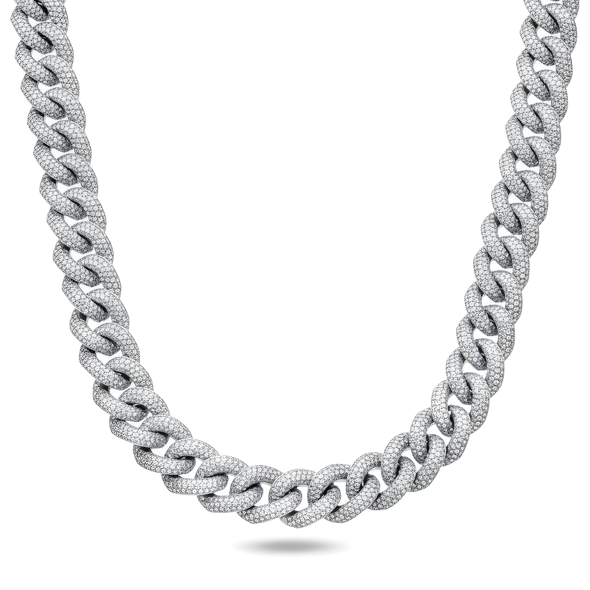14K Yellow Gold Round Diamond Cuban Link Chain 52.0ct