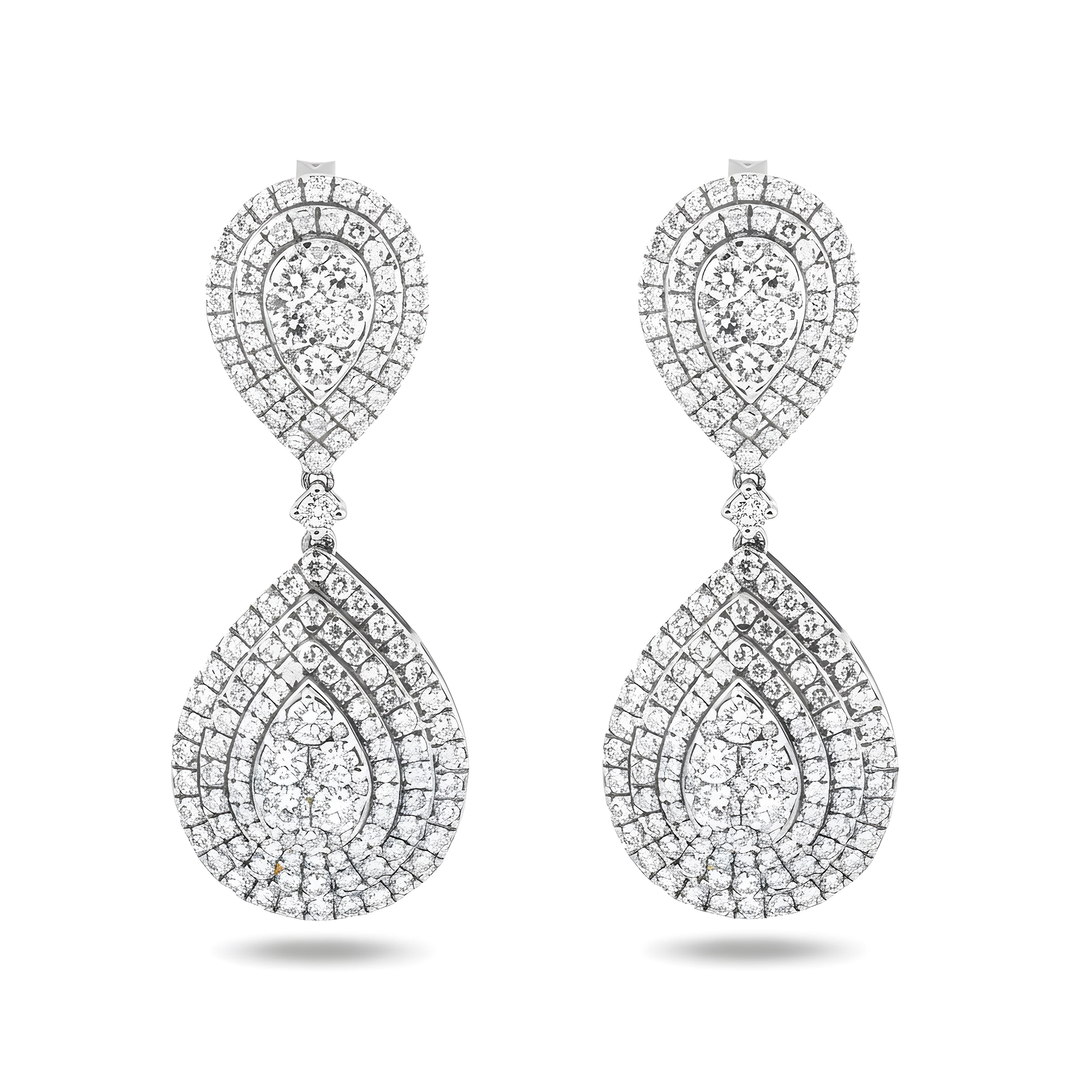 14K Yellow Gold Round Diamond Teardrop Earrings 6.29ctw