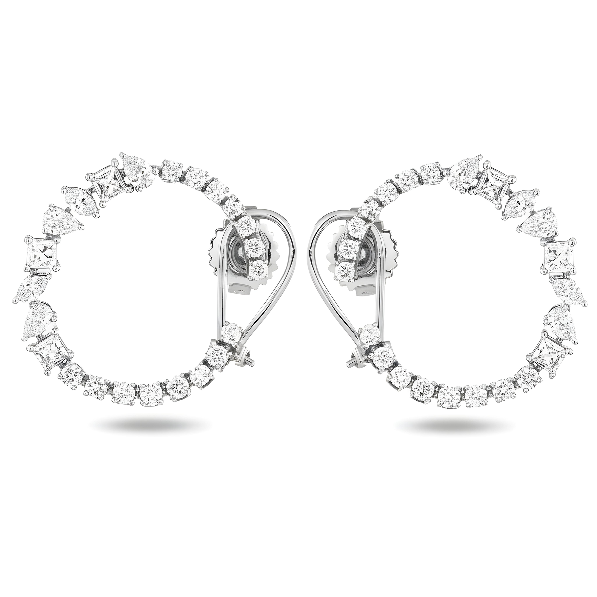 14K Yellow Gold Multi Cut Diamond Hoop Earrings 2.24ctw