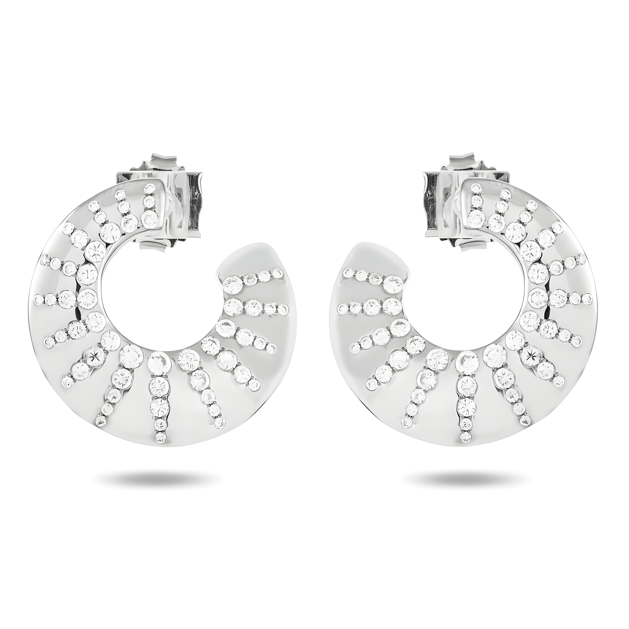 14K Yellow Gold Round Diamond Open Hoop Earrings 0.98ctw