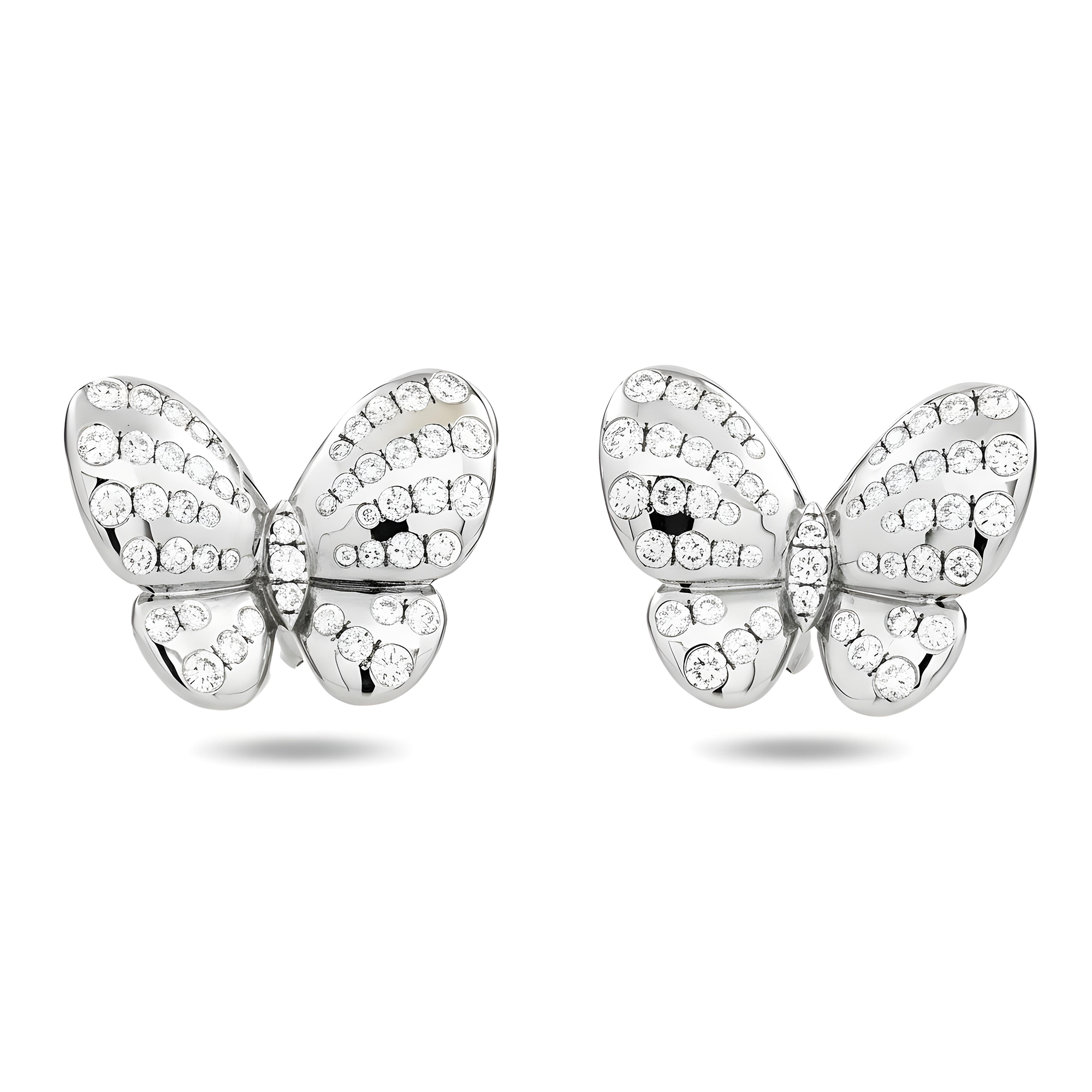 14K Yellow Gold Round Diamond Butterfly Stud Earrings 1.82ctw