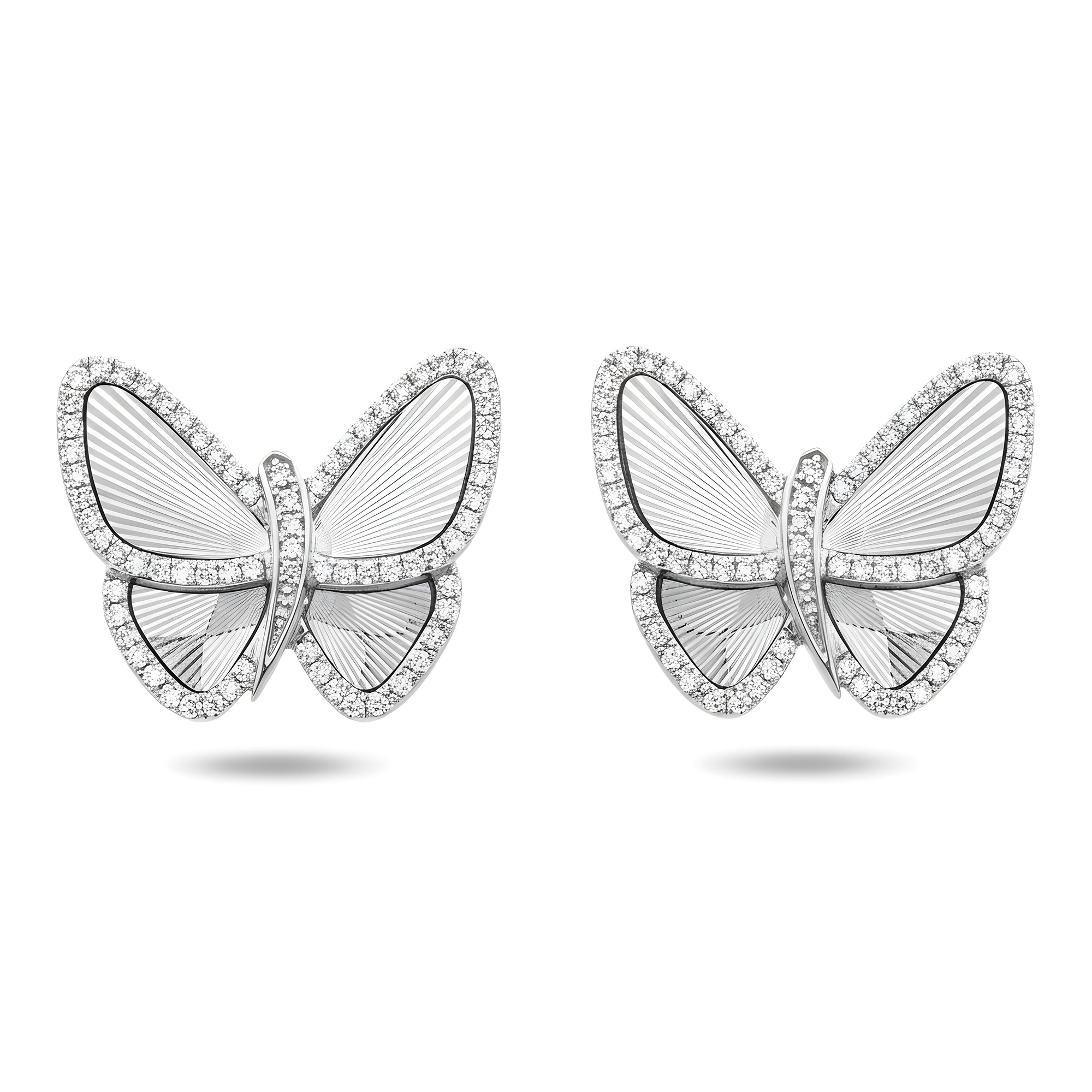 14K Yellow Gold Round Diamond Butterfly Stud Earrings 0.56ctw