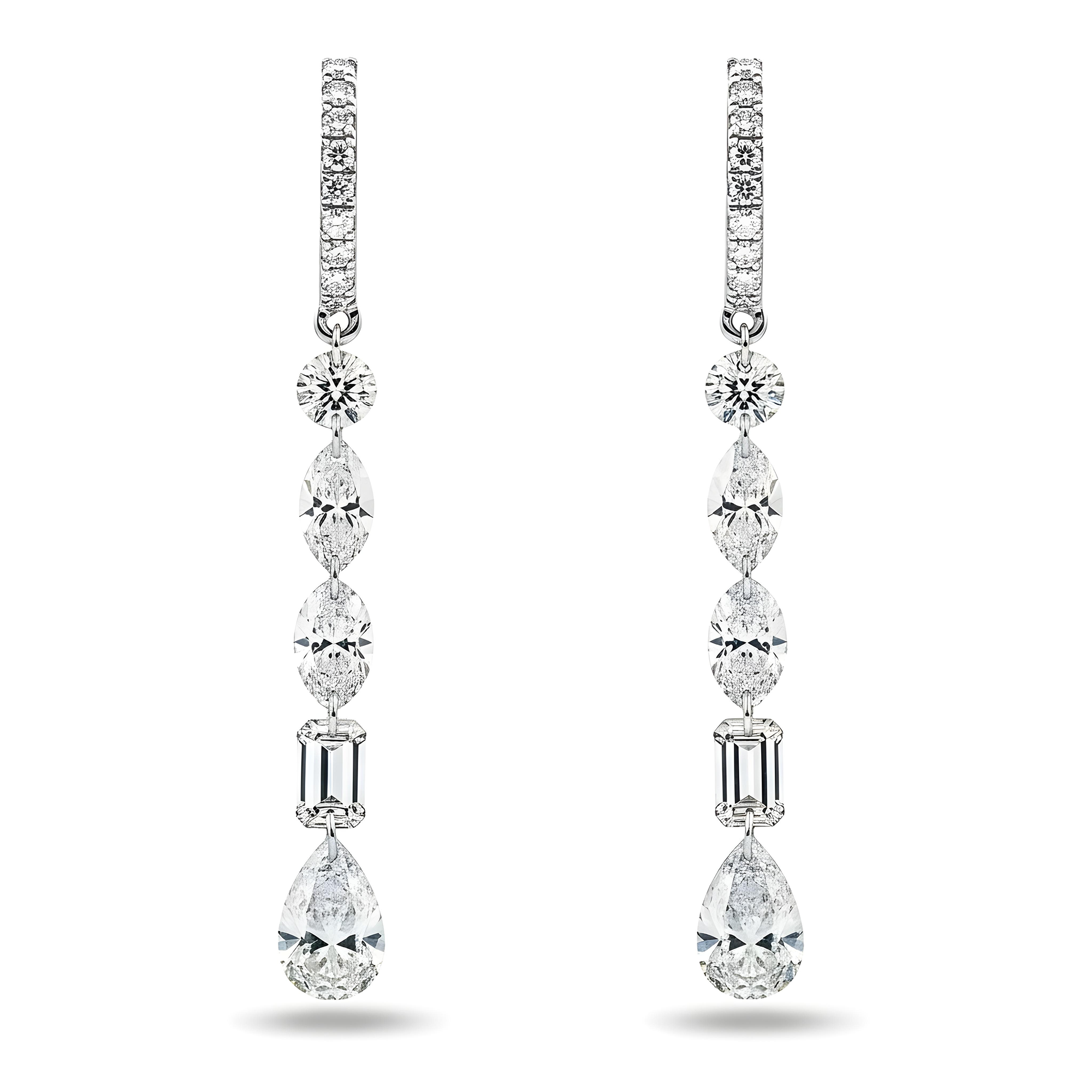14K Yellow Gold Multi Cut Diamond Huggie Drop Earrings 4.72ctw
