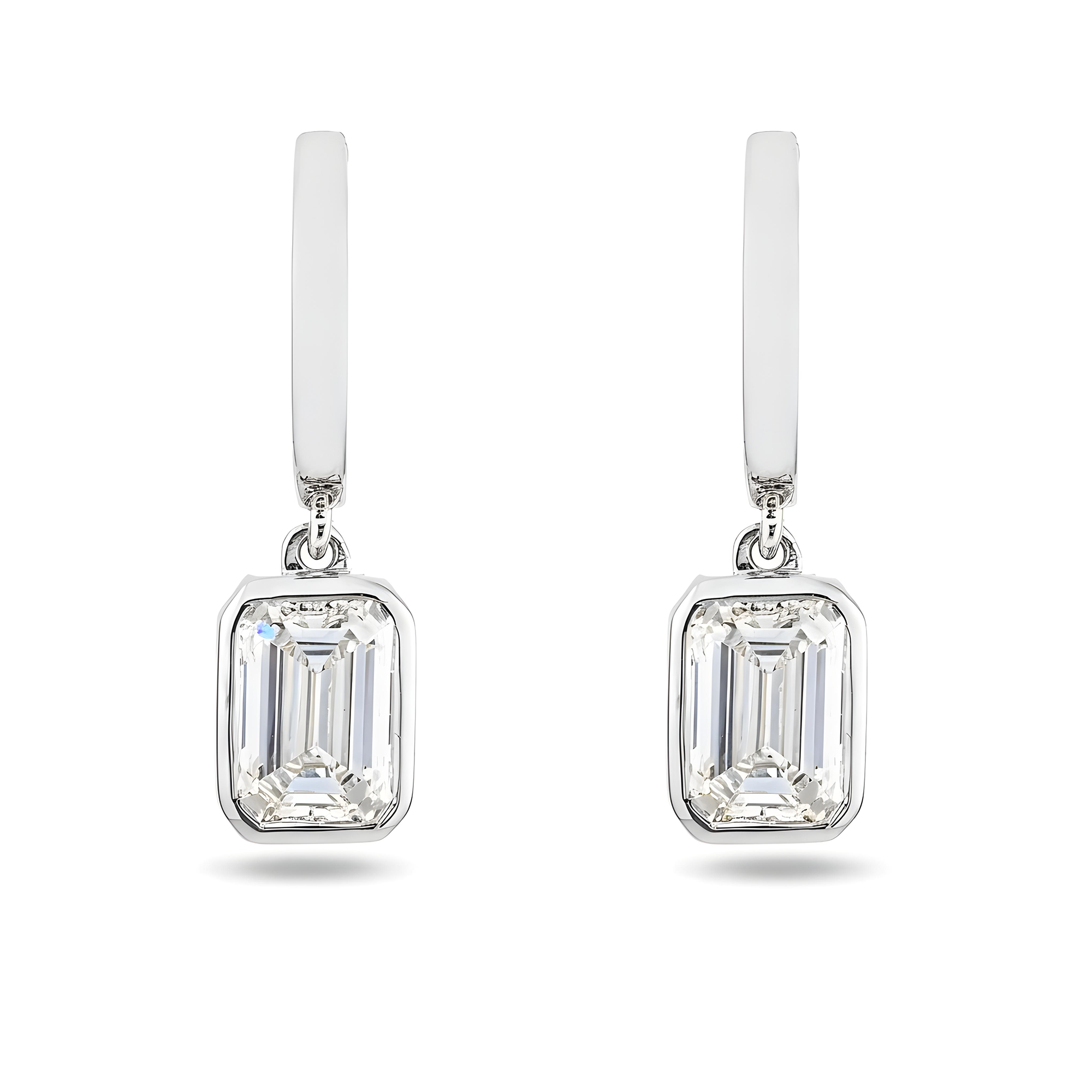 14K Yellow Gold Emerald Cut Diamond Drop Earrings 2.48ctw