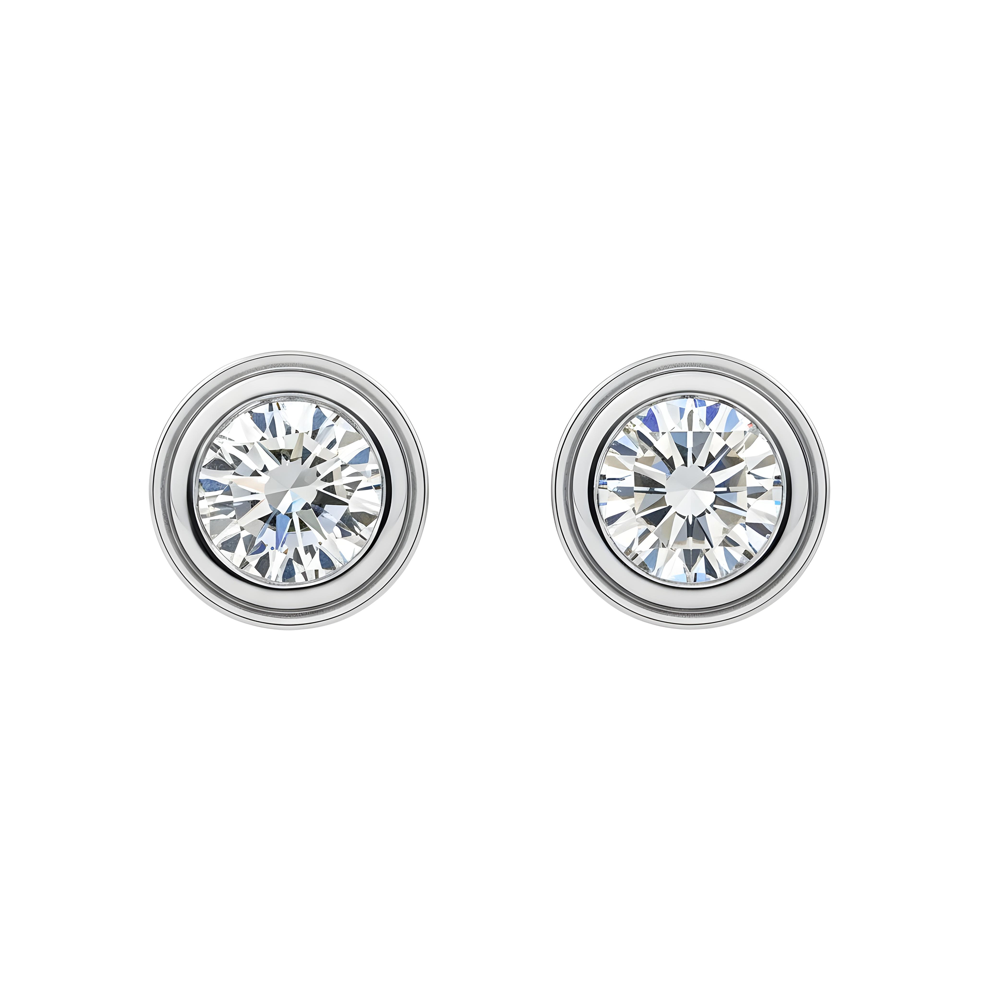 14K Yellow Gold Bezel Set Solitaire Round Diamond Stud Earrings 2.05ctw