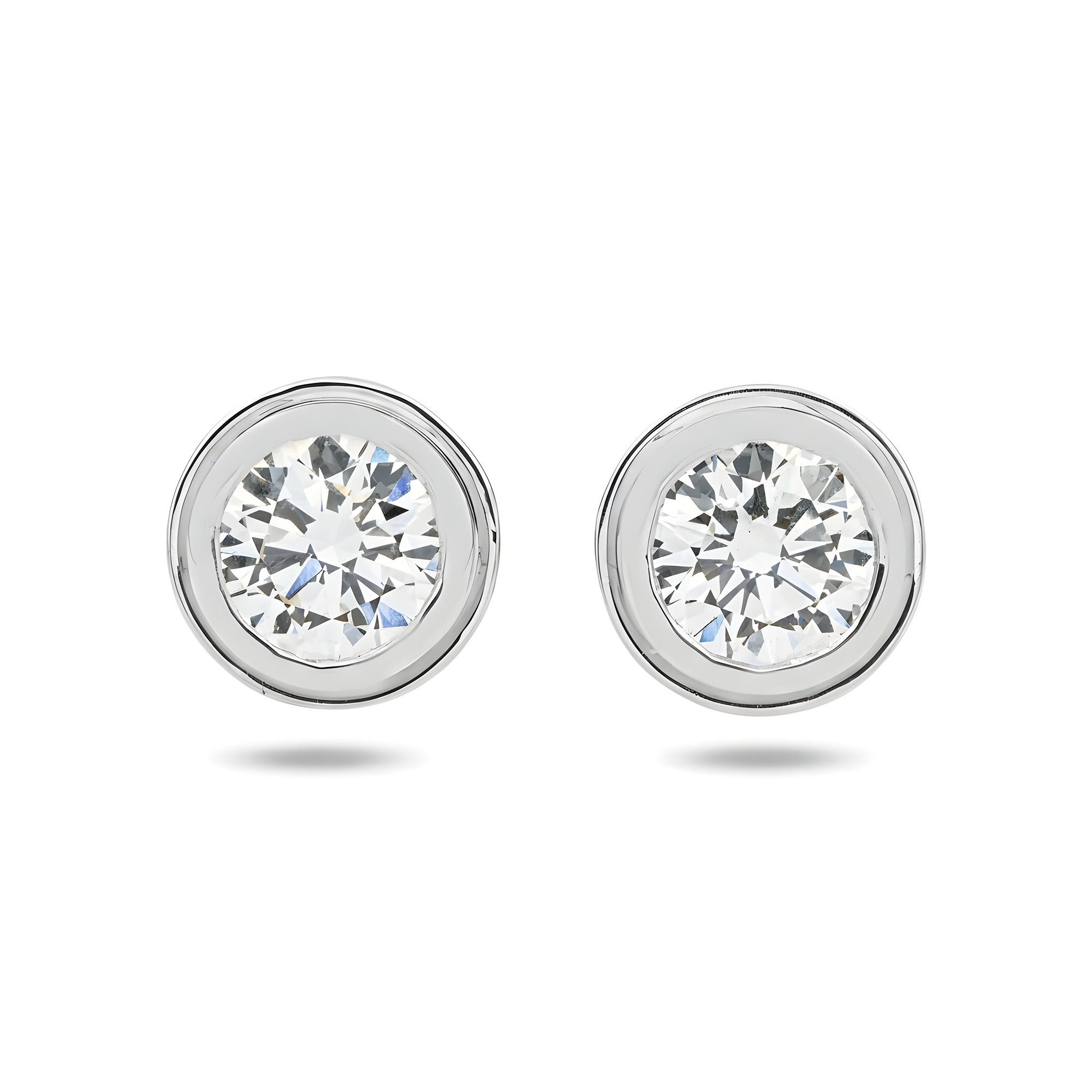 14K Yellow Gold Bezel Set Solitaire Round Diamond Stud Earrings 4.05ctw