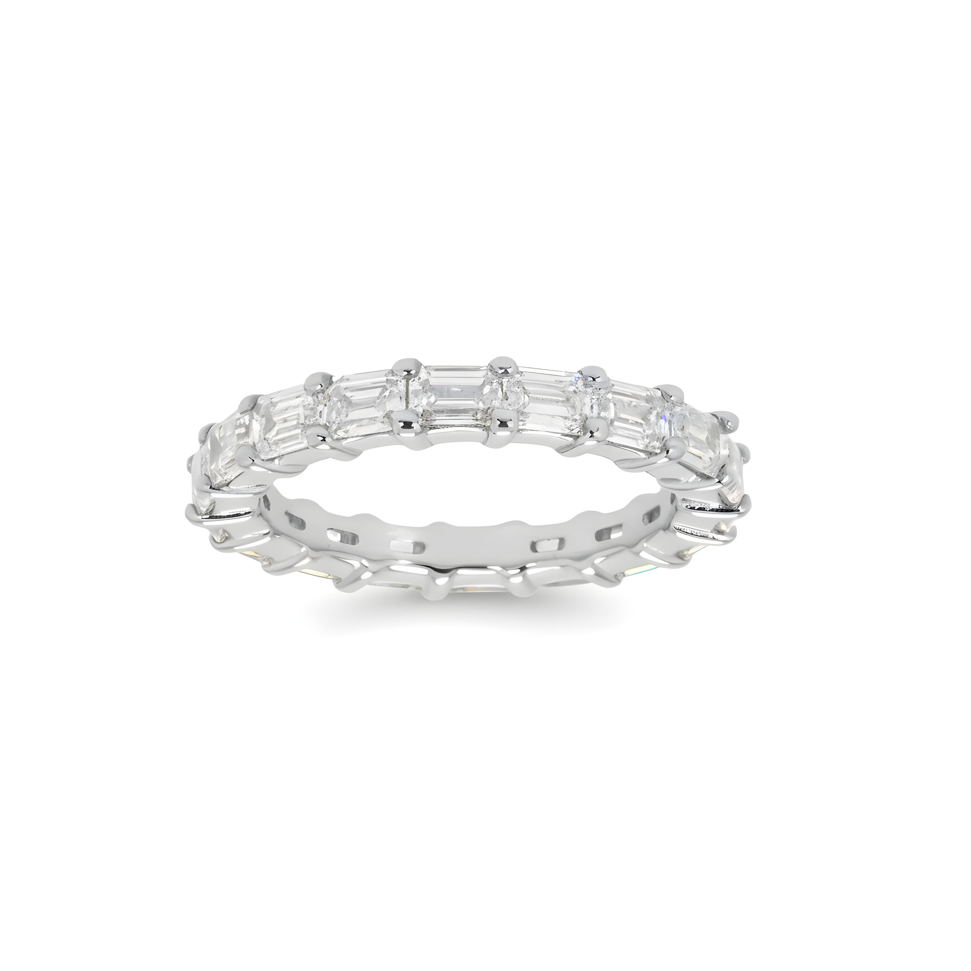 14K Yellow Gold Horizontal Emerald Diamond Eternity Ring 2.88ct (size 6.25)