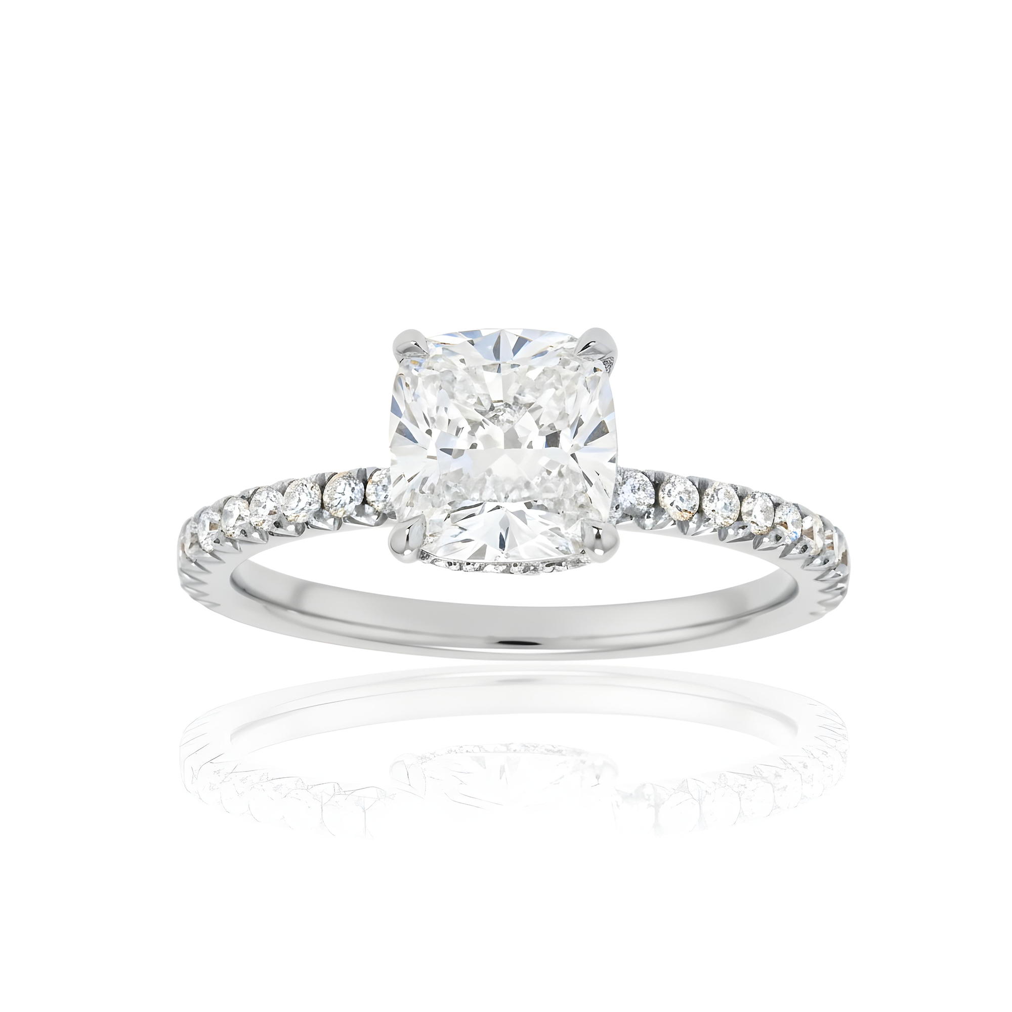 GIA 18K Rose Gold 2.0ct Cushion Cut Diamond Engagement Ring 2.50ctw