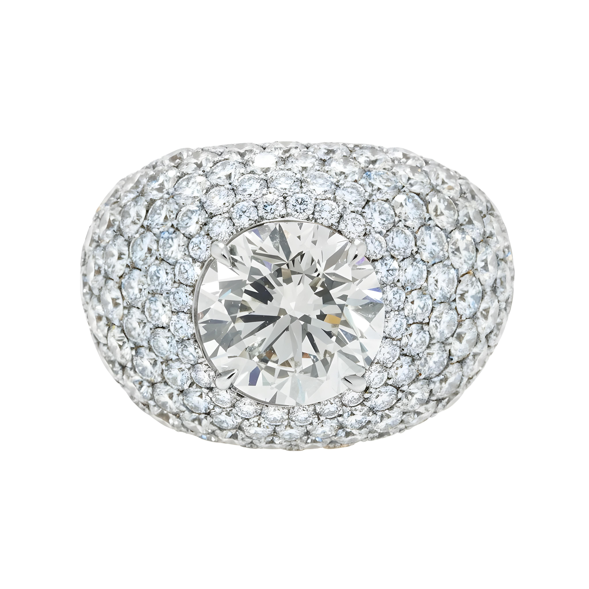GIA 18K Yellow Gold Round Diamond Chandelier Ring 15.72ctw