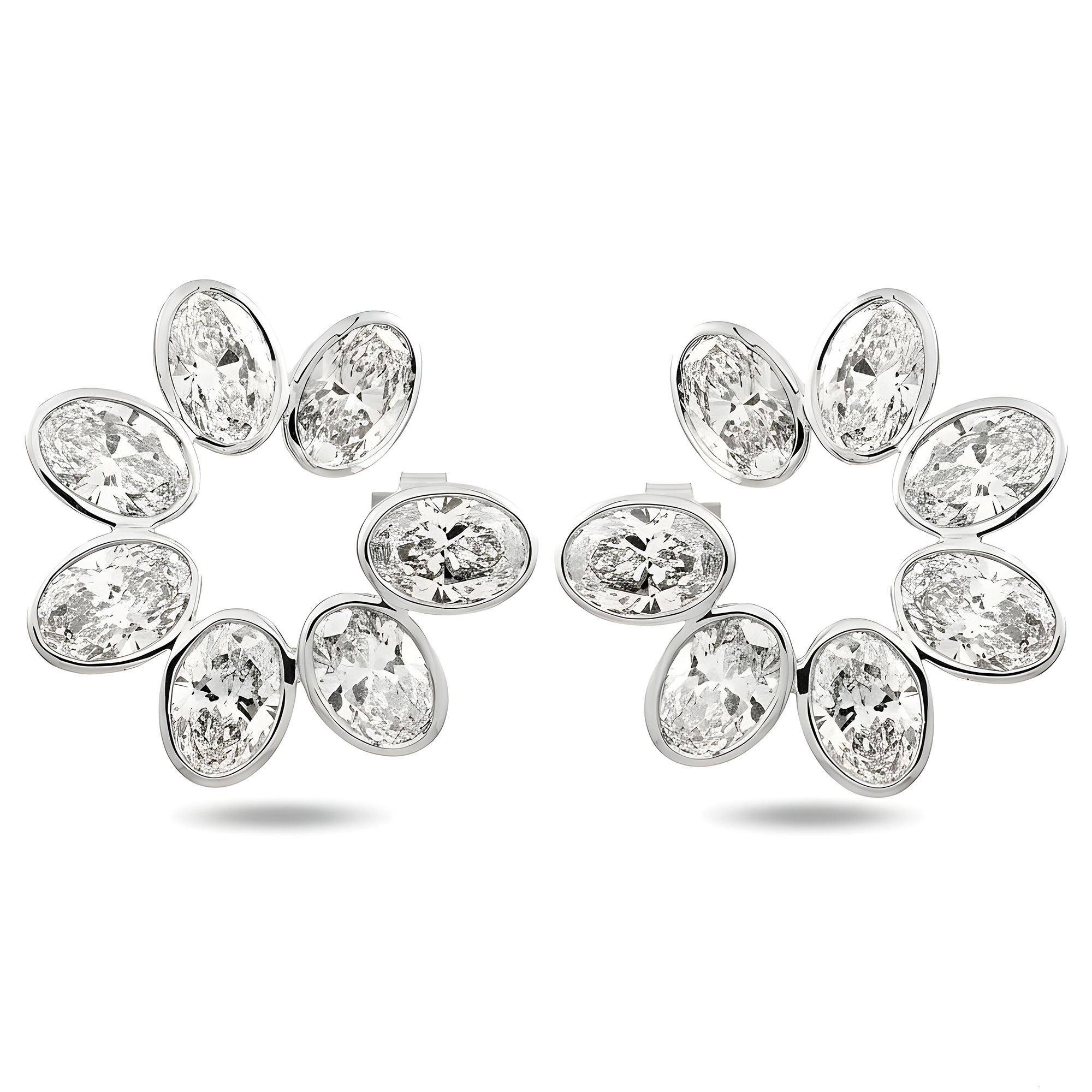 14K Yellow Gold Bezel Set Oval Cut Diamond Open Hoop Earrings 14.70ctw