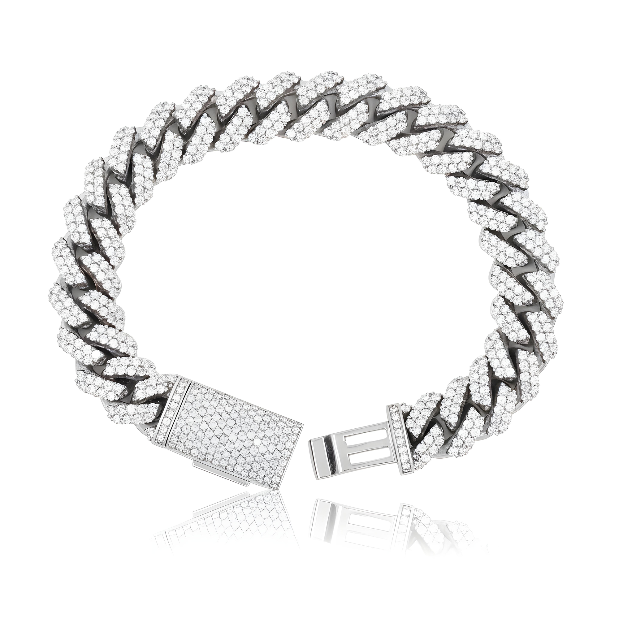 14K Rose Gold 12.5mm Round Diamond Cuban Link Bracelet 10.97ct