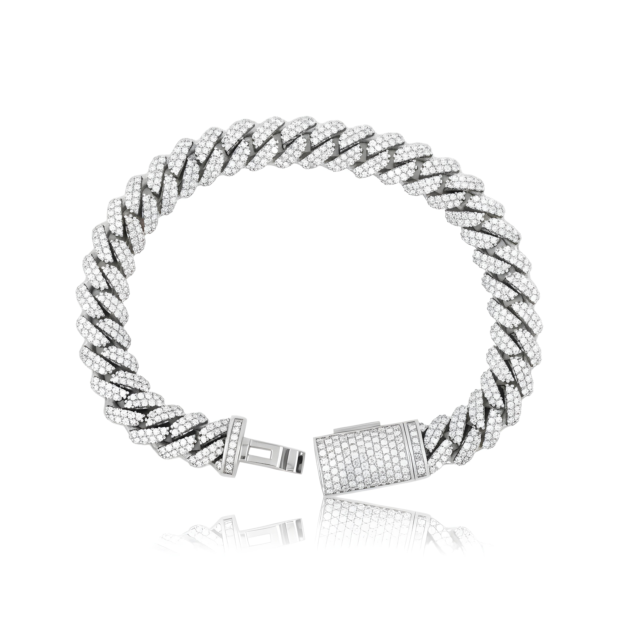 14K Two Tone 10mm Round Diamond Cuban Link Bracelet 7.0ct