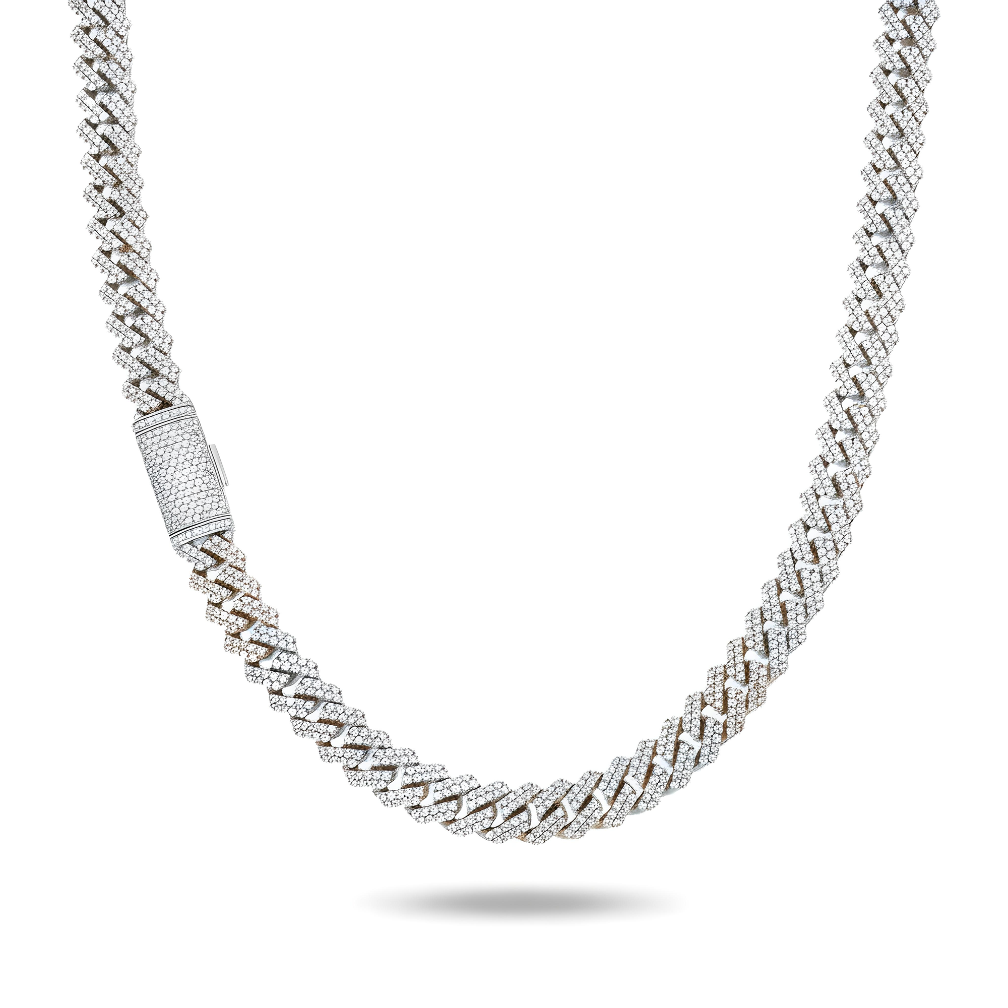 14K Two Tone 11mm Round Diamond Cuban Link Chain 22.0ct