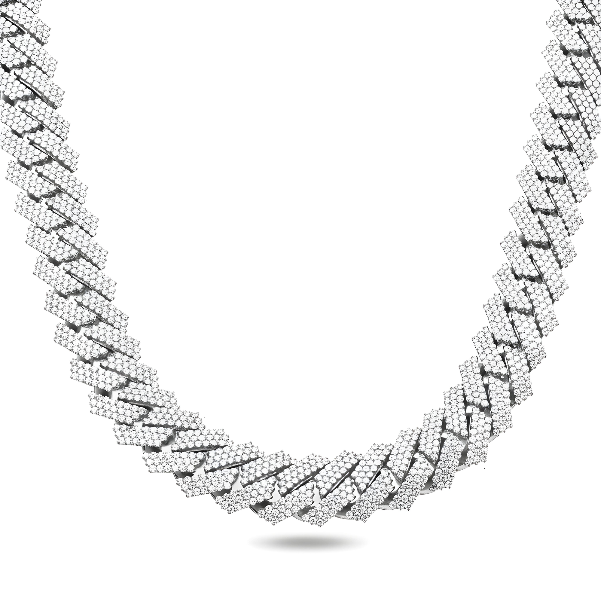 14K Rose Gold Round Diamond Cuban Link Chain 57.0ct
